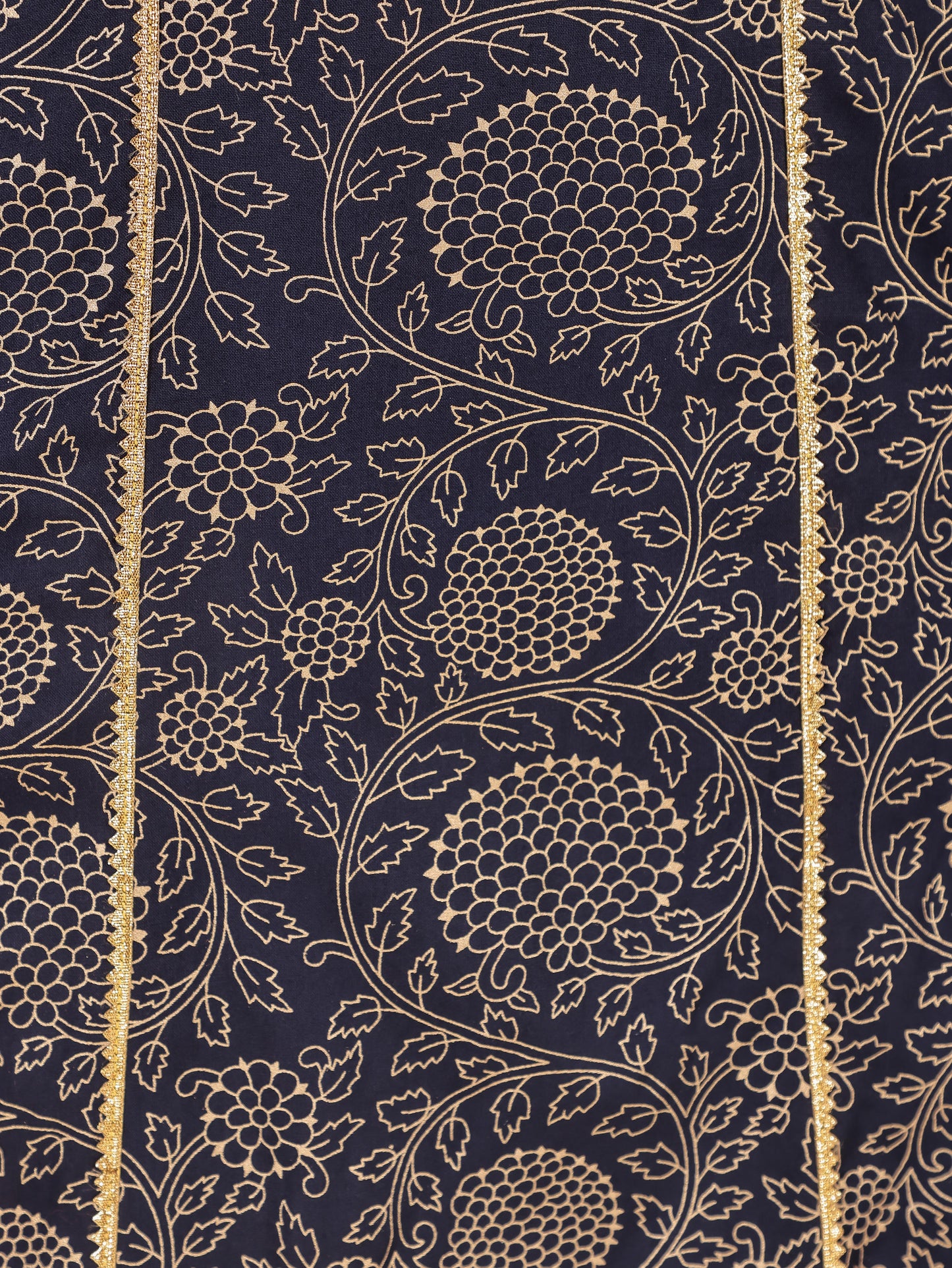 Viscose Gold foil Straight Blue Kurta