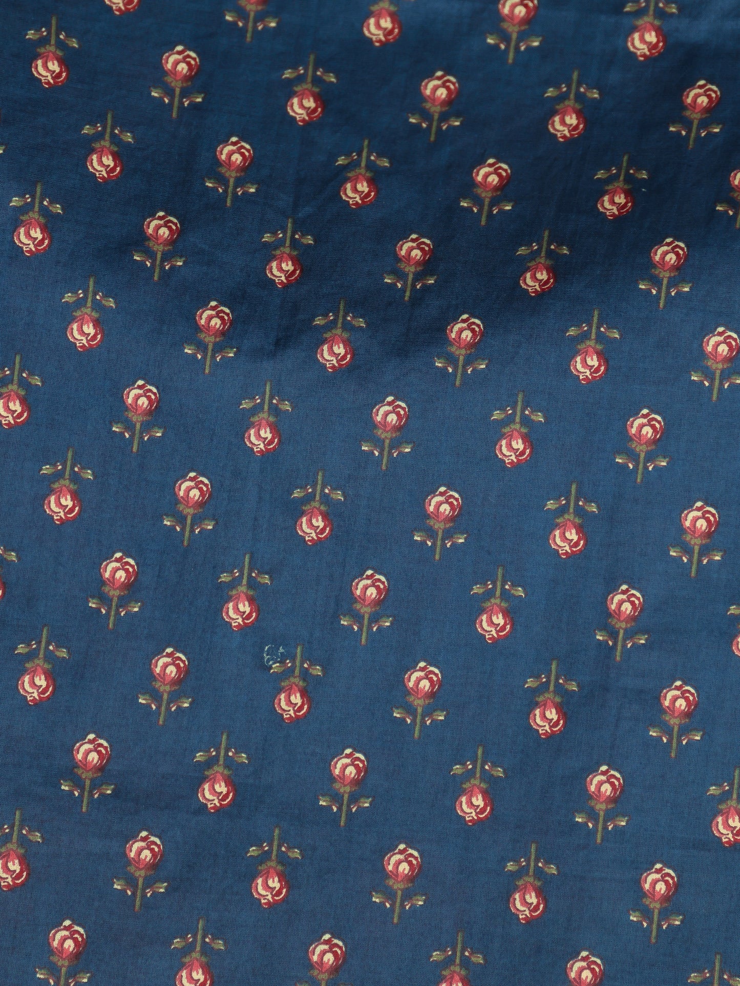 Embroidered Soft Cotton Block A-line Blue Kurta