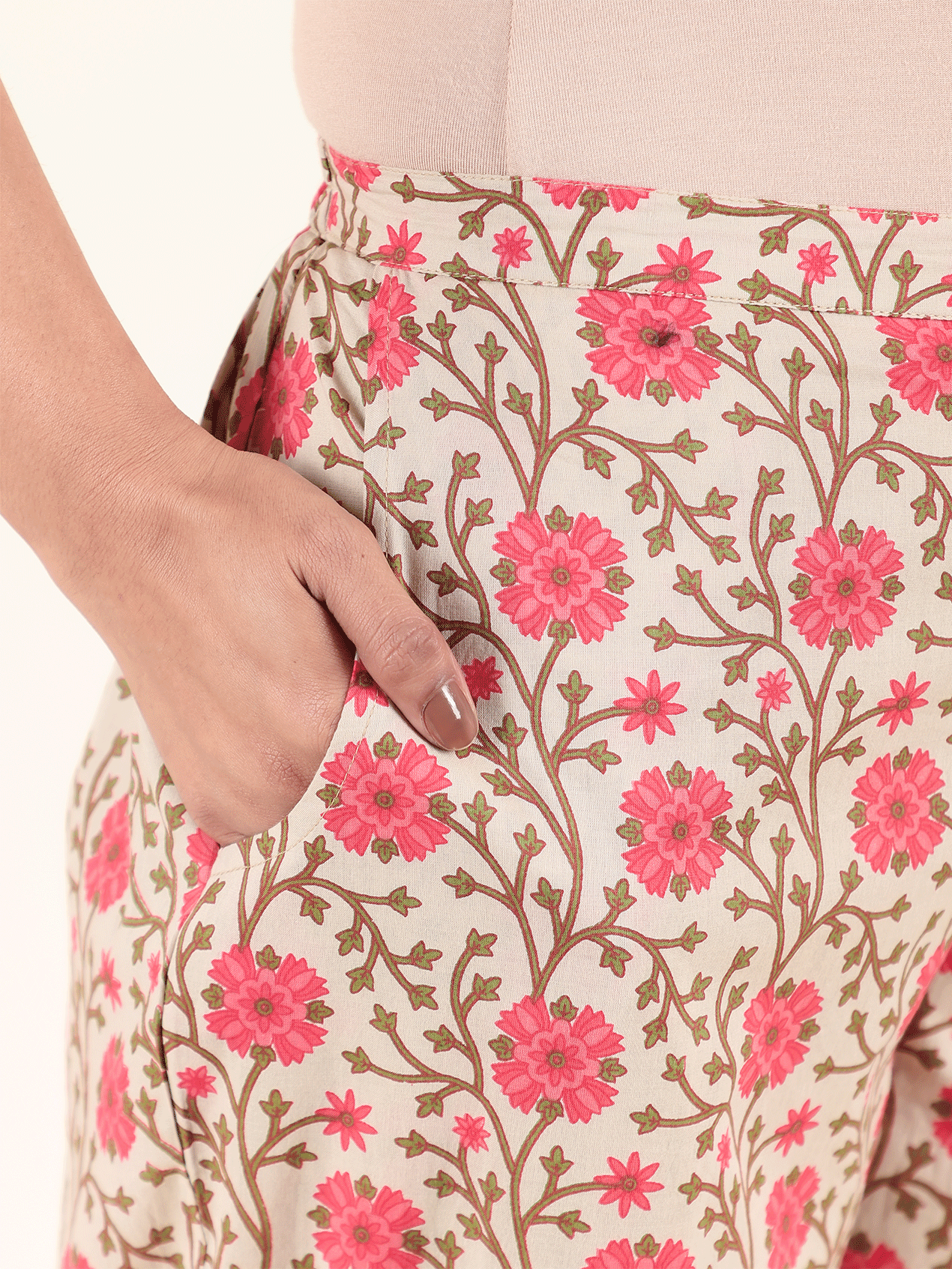 Soft Cotton Floral Crop Pant