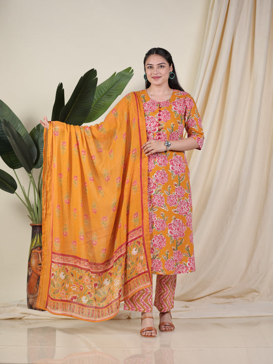 Cotton Voile Butta Yellow Dupatta