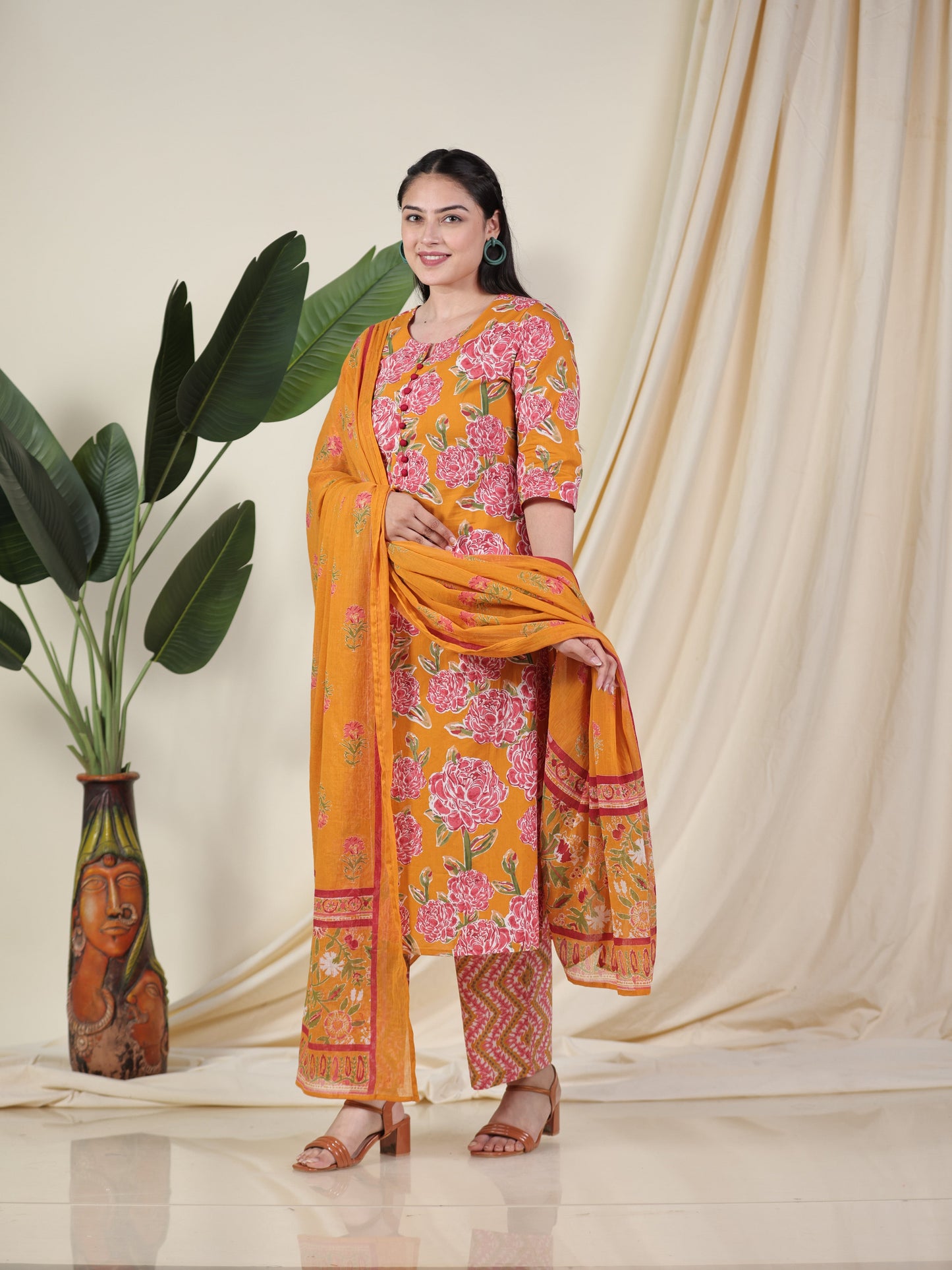 Cotton Voile Butta Yellow Dupatta