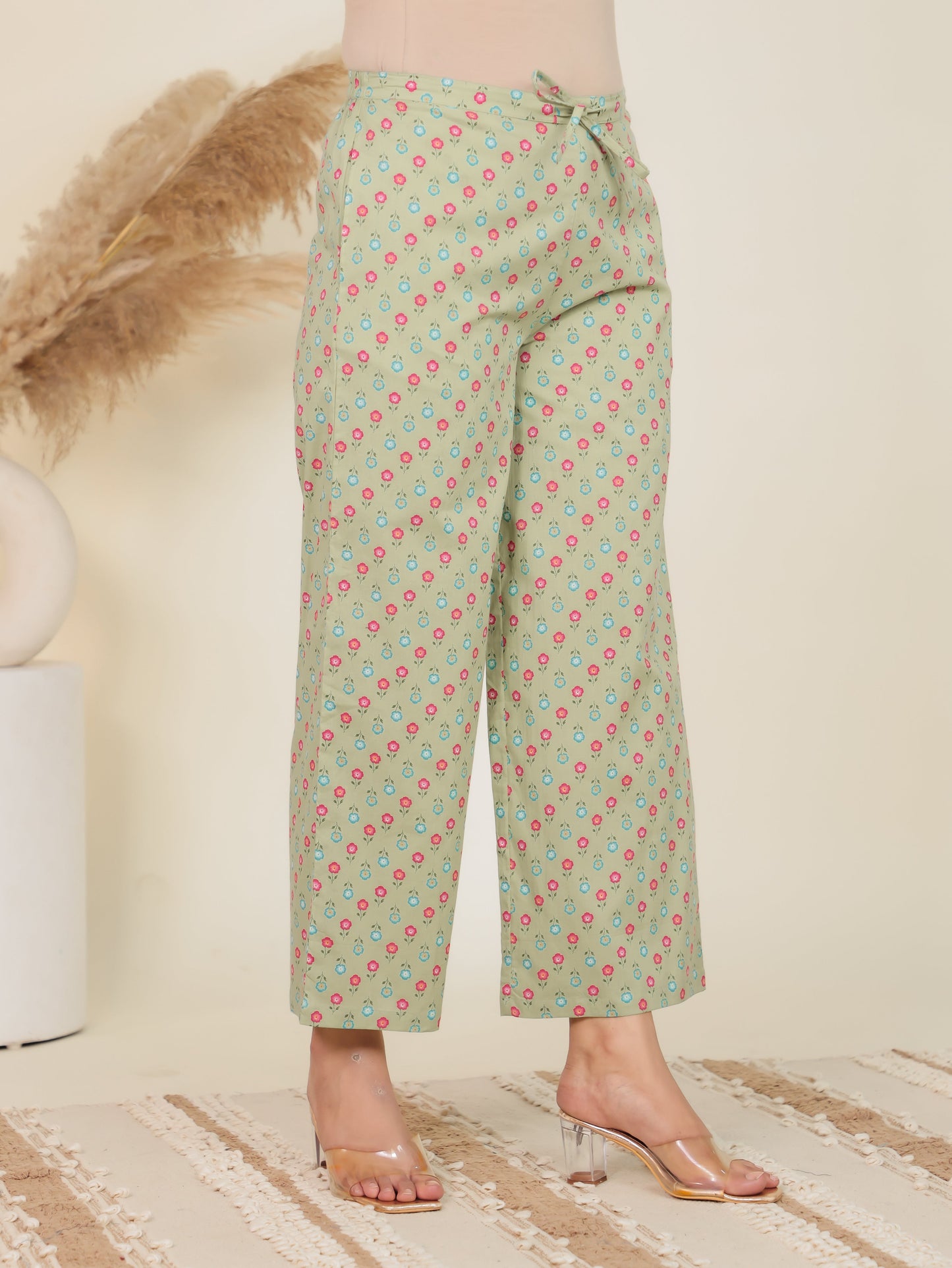 Soft Cotton Floral Anarkali Green Kurta