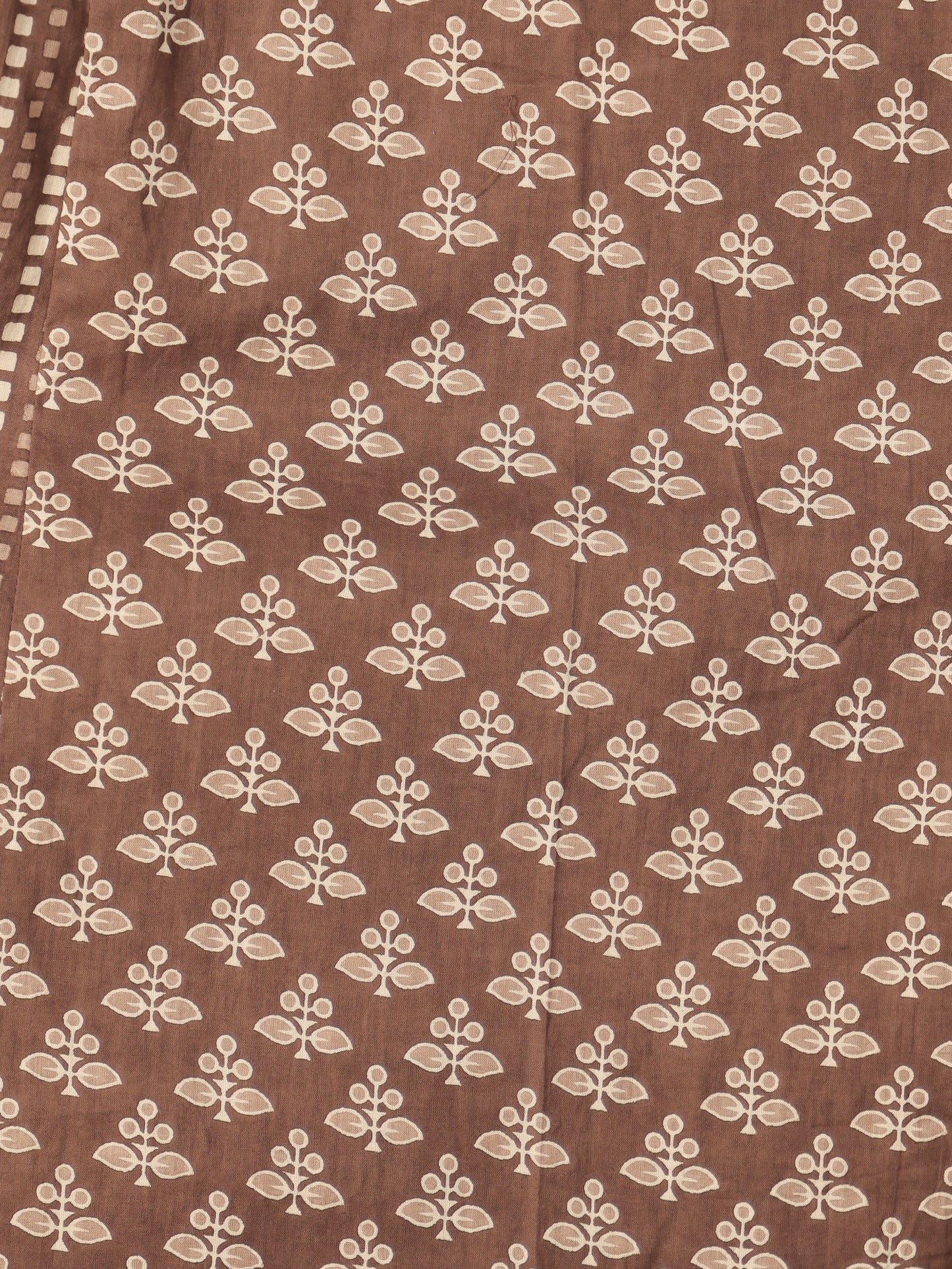 Soft Cotton Floral Panelled Brown Kurta