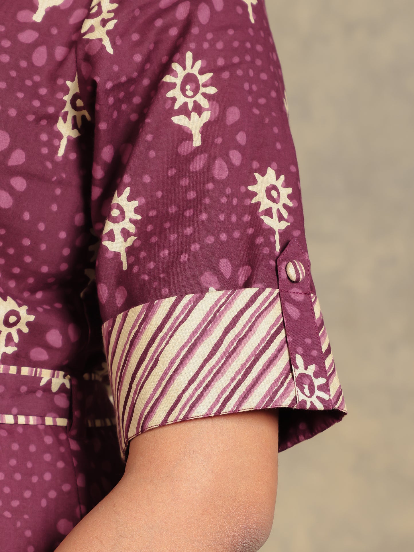 Soft Cotton Floral High Low Purple Kurta