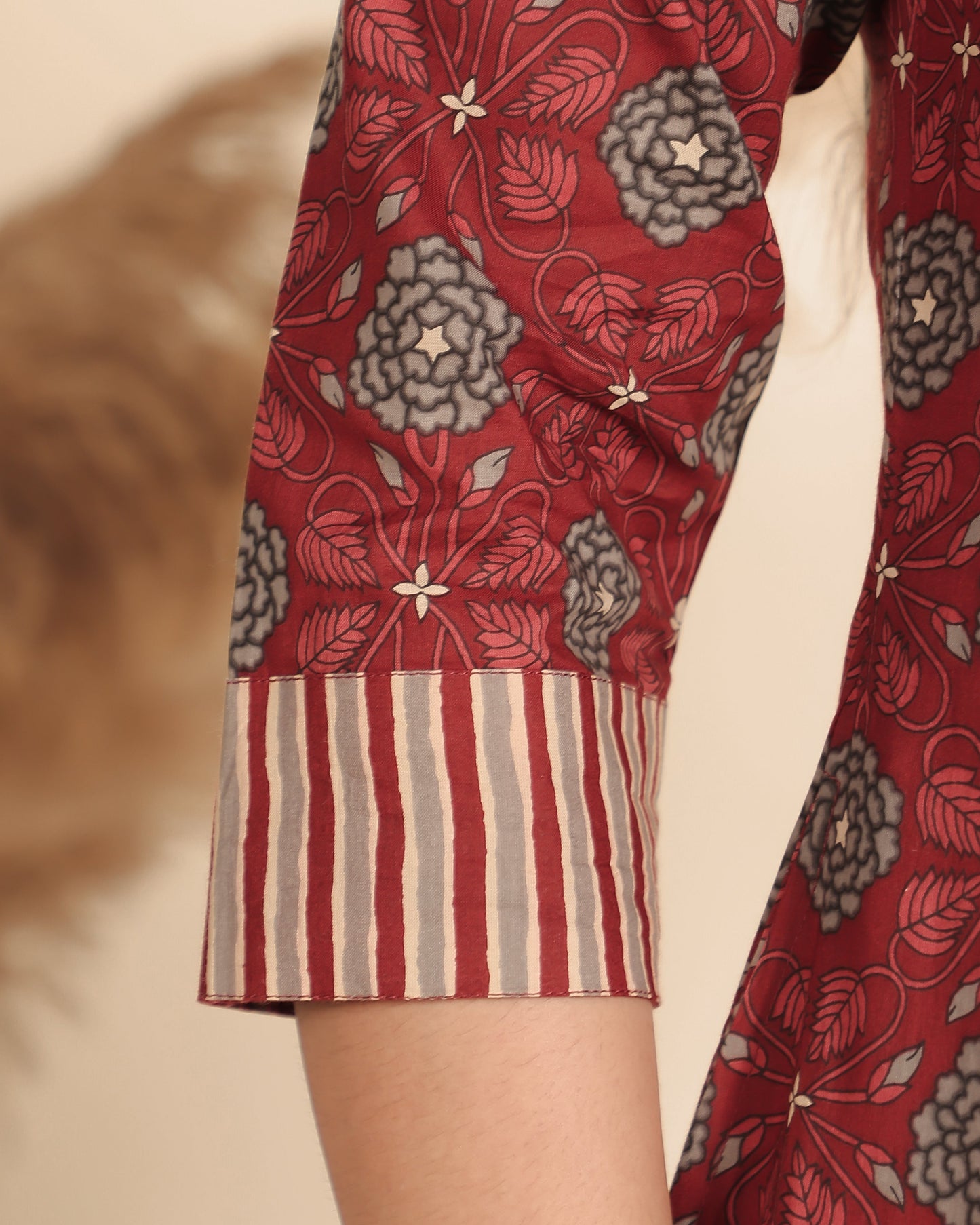 Soft Cotton Floral Flared Maroon Kurta