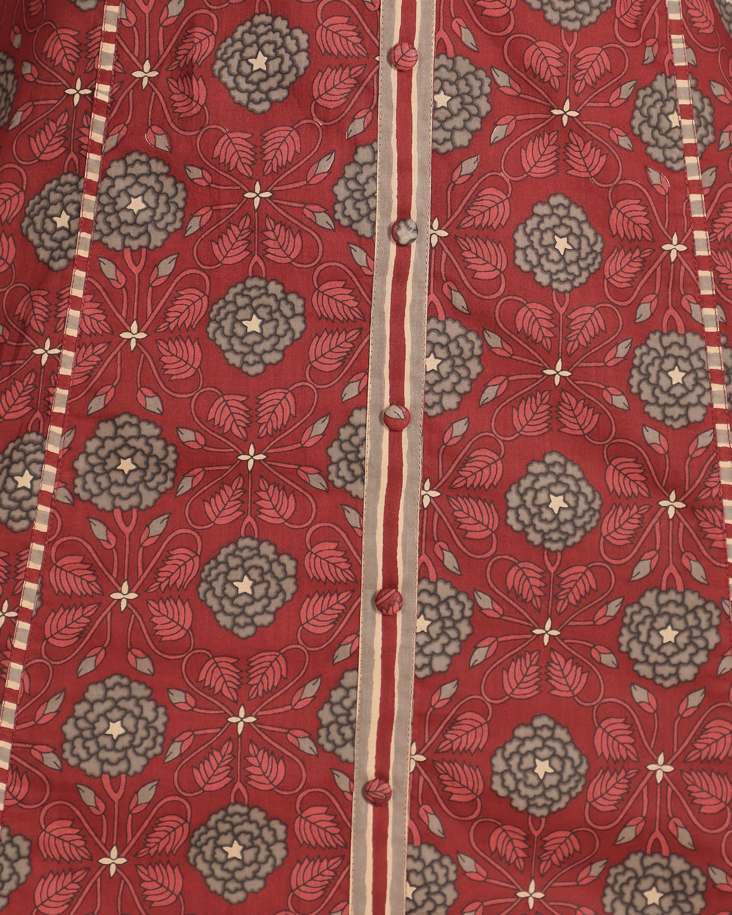 Soft Cotton Floral Flared Maroon Kurta