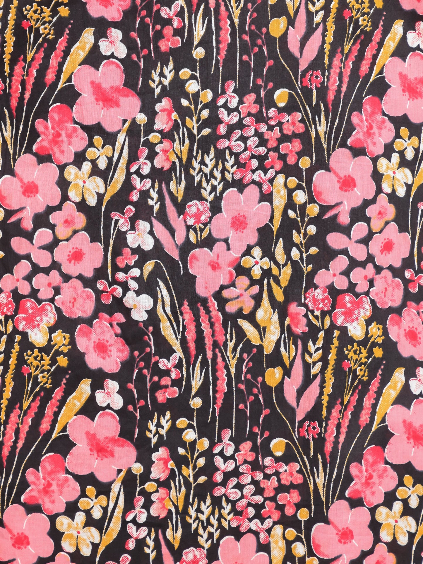 Soft Cotton Floral Straight Black Kurta