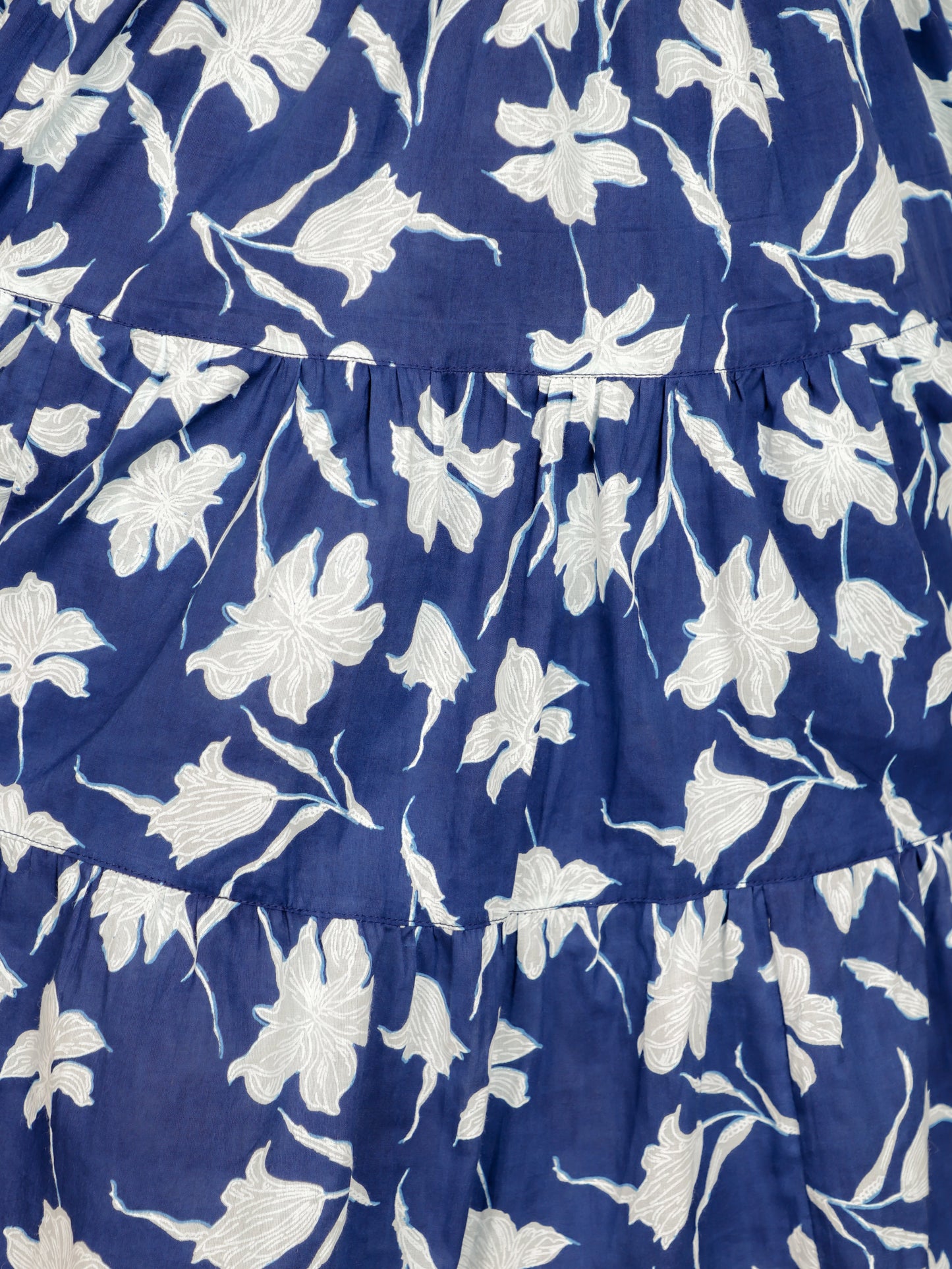 Soft Cotton Floral Flared Blue Kurta