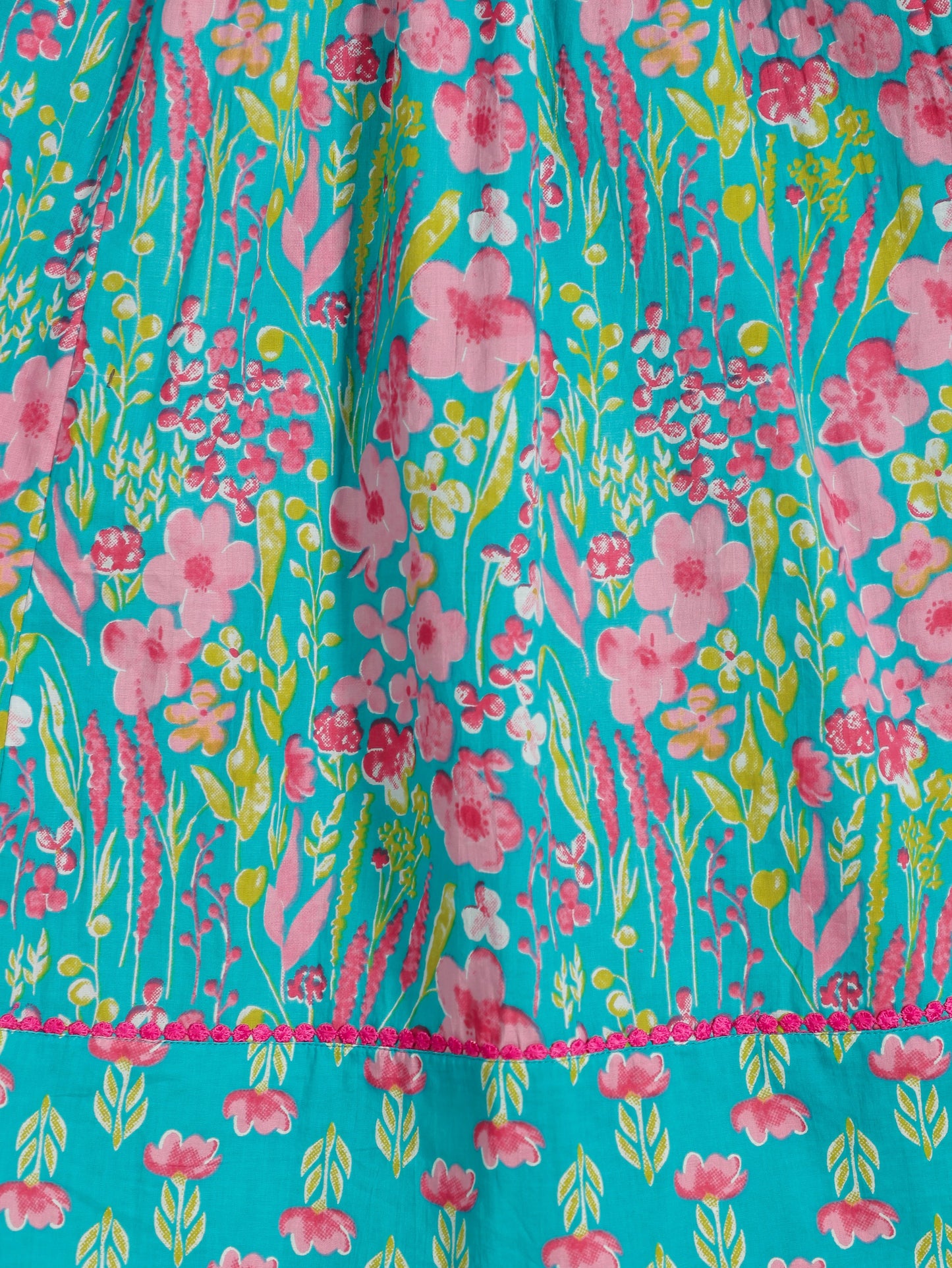 Soft Cotton Floral Anarkali Blue Kurta