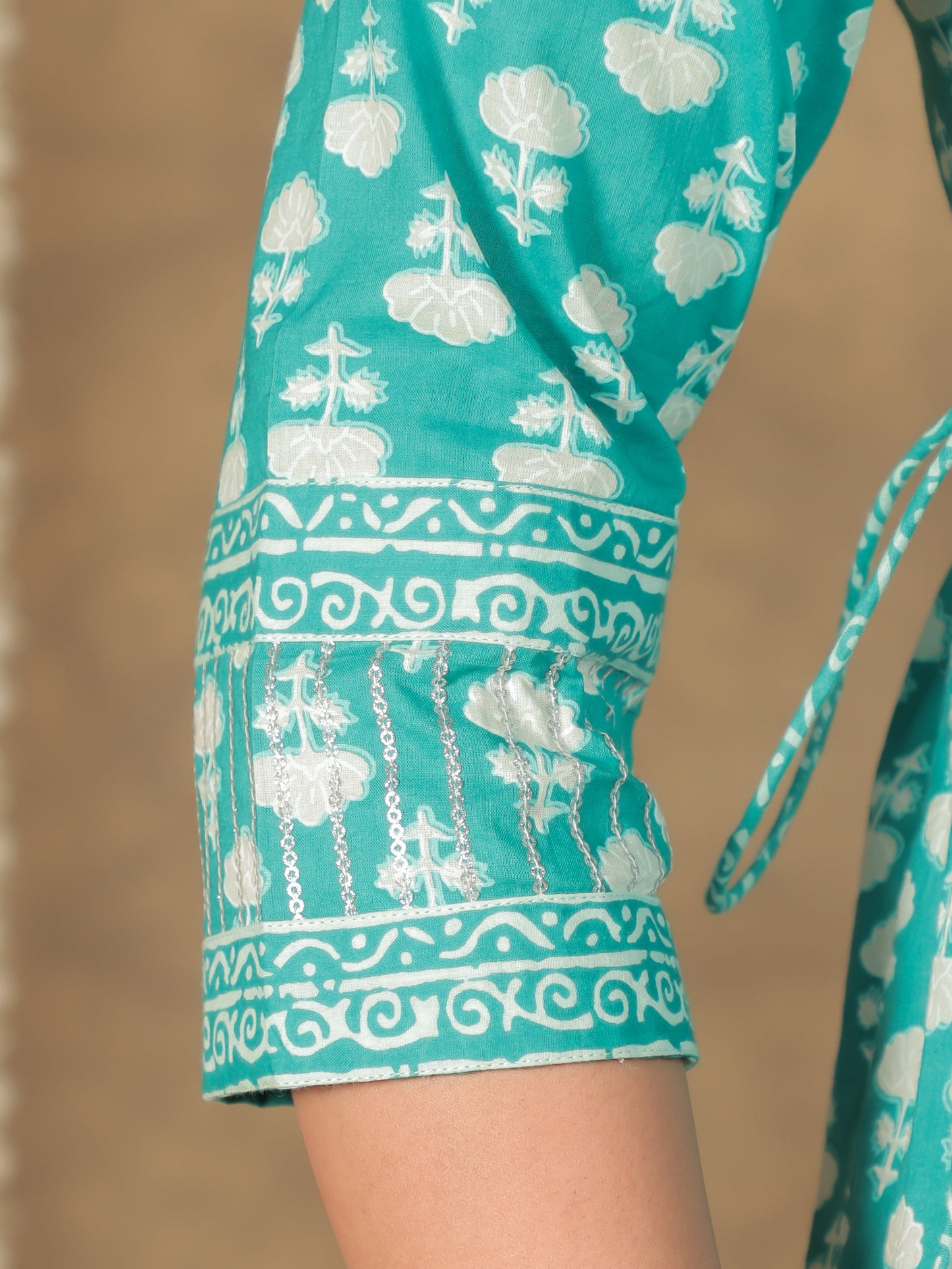 Soft Cotton Block A-line Blue Kurta