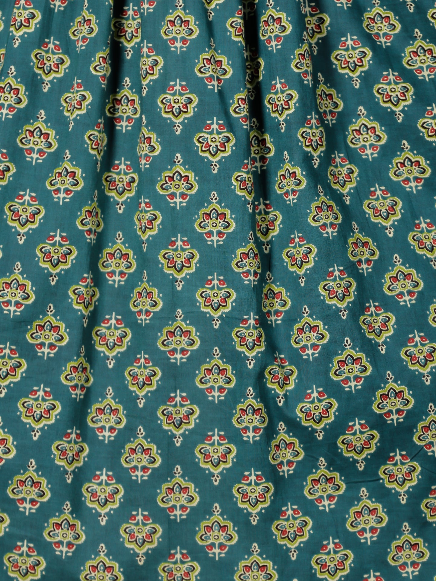 Embroidered Soft Cotton Butti Flared Green Kurta