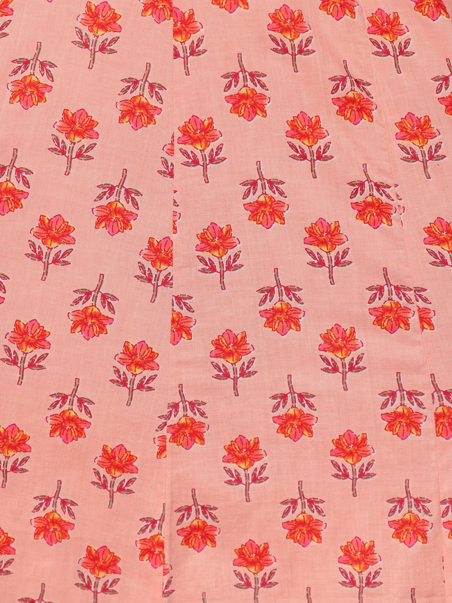 Soft Cotton Floral Flared Peach Kurta
