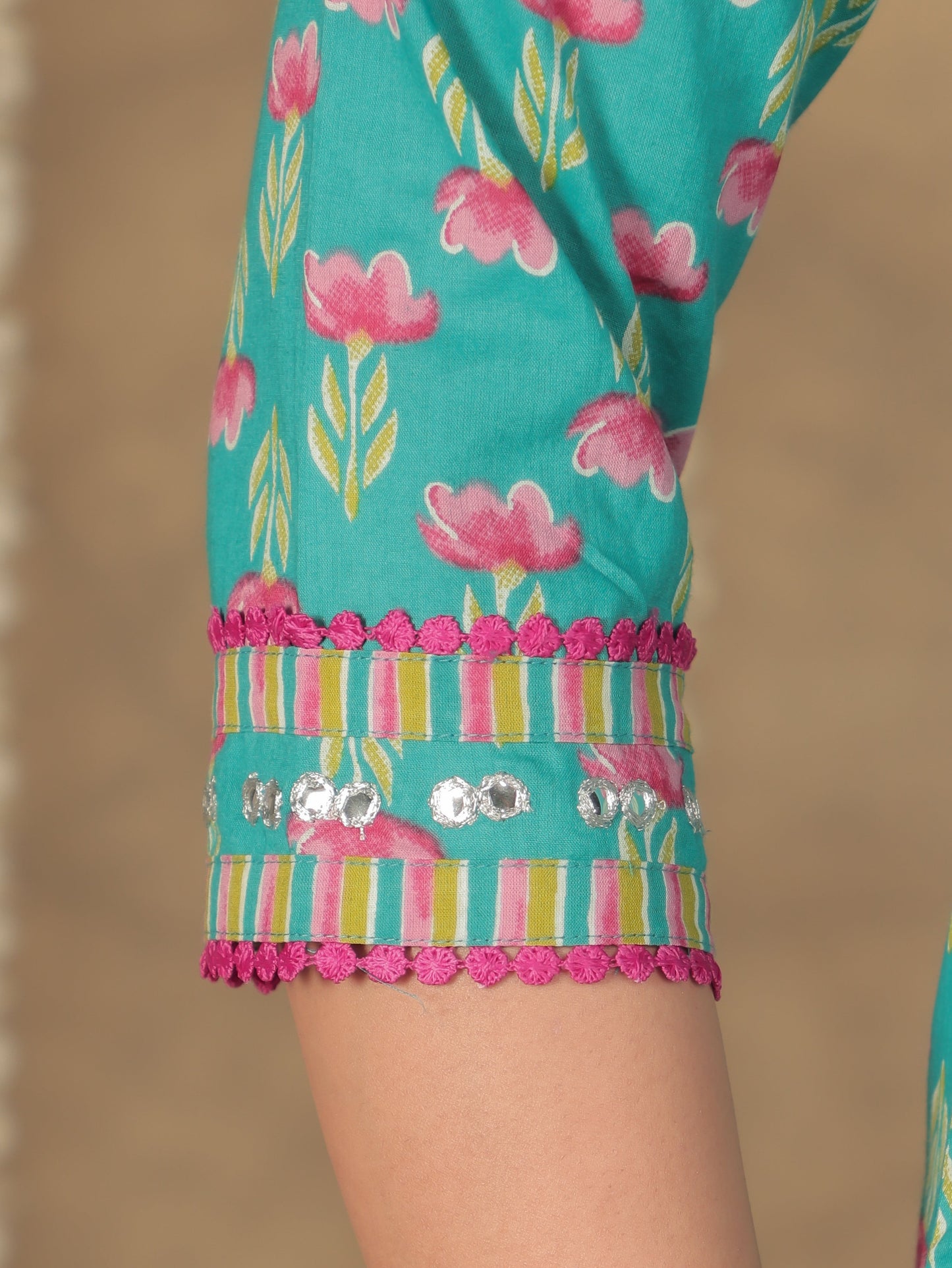 Embroidered Soft Cotton Floral A-line Blue Kurta