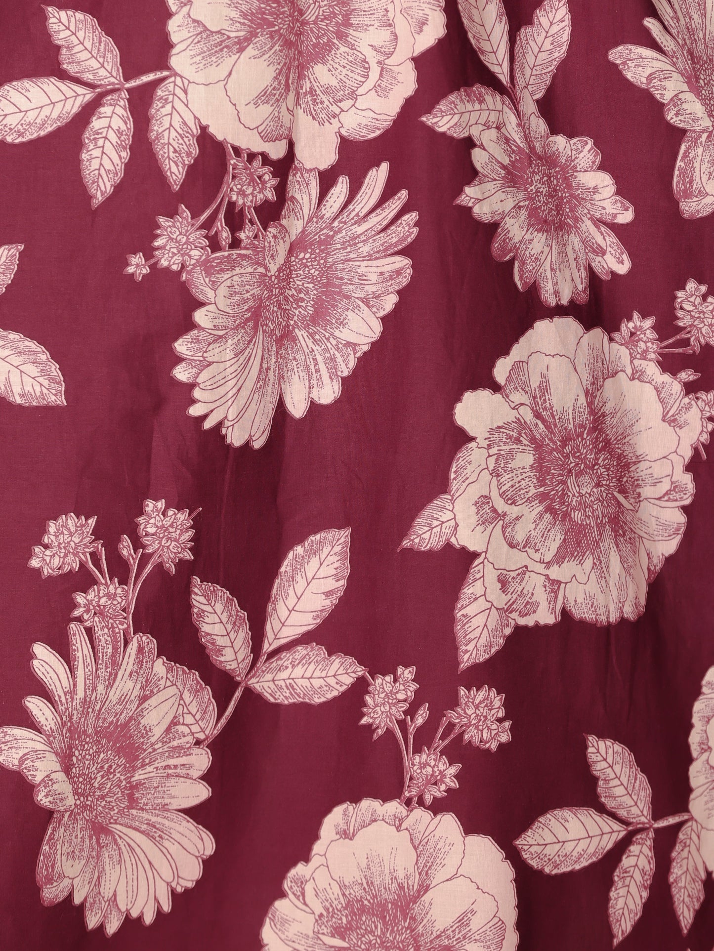 Soft Cotton Floral Flared Purple Dress