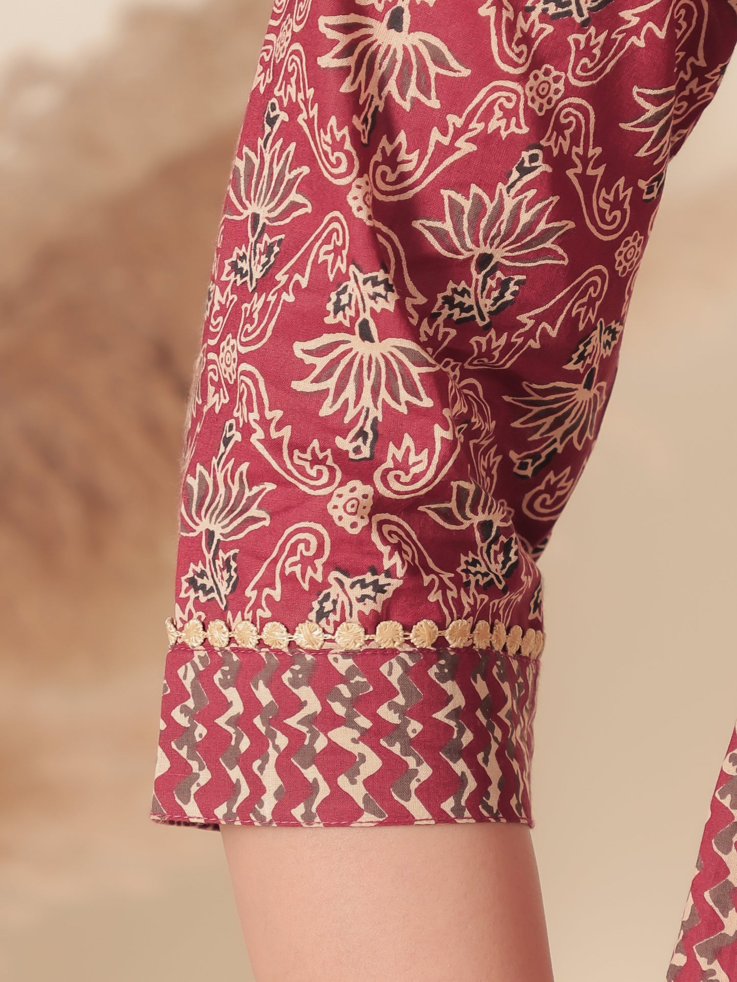 Soft Cotton Floral Anarkali Red Kurta