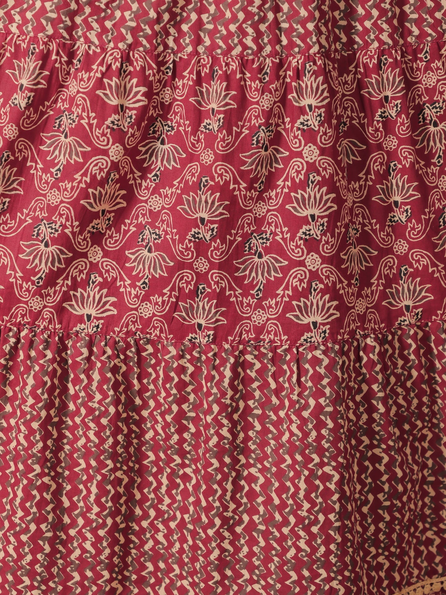Soft Cotton Floral Anarkali Red Kurta