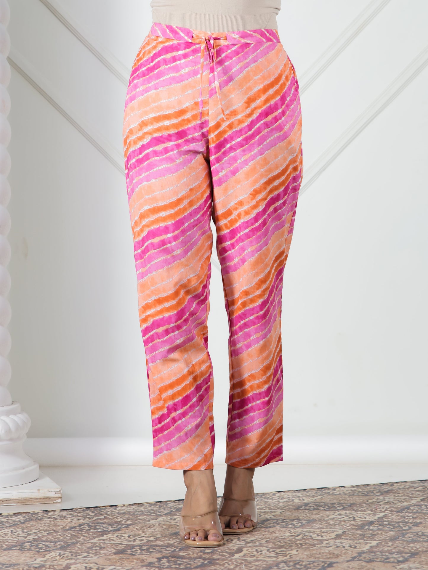 Soft Cotton Striped Multicolor Tapered Trousers