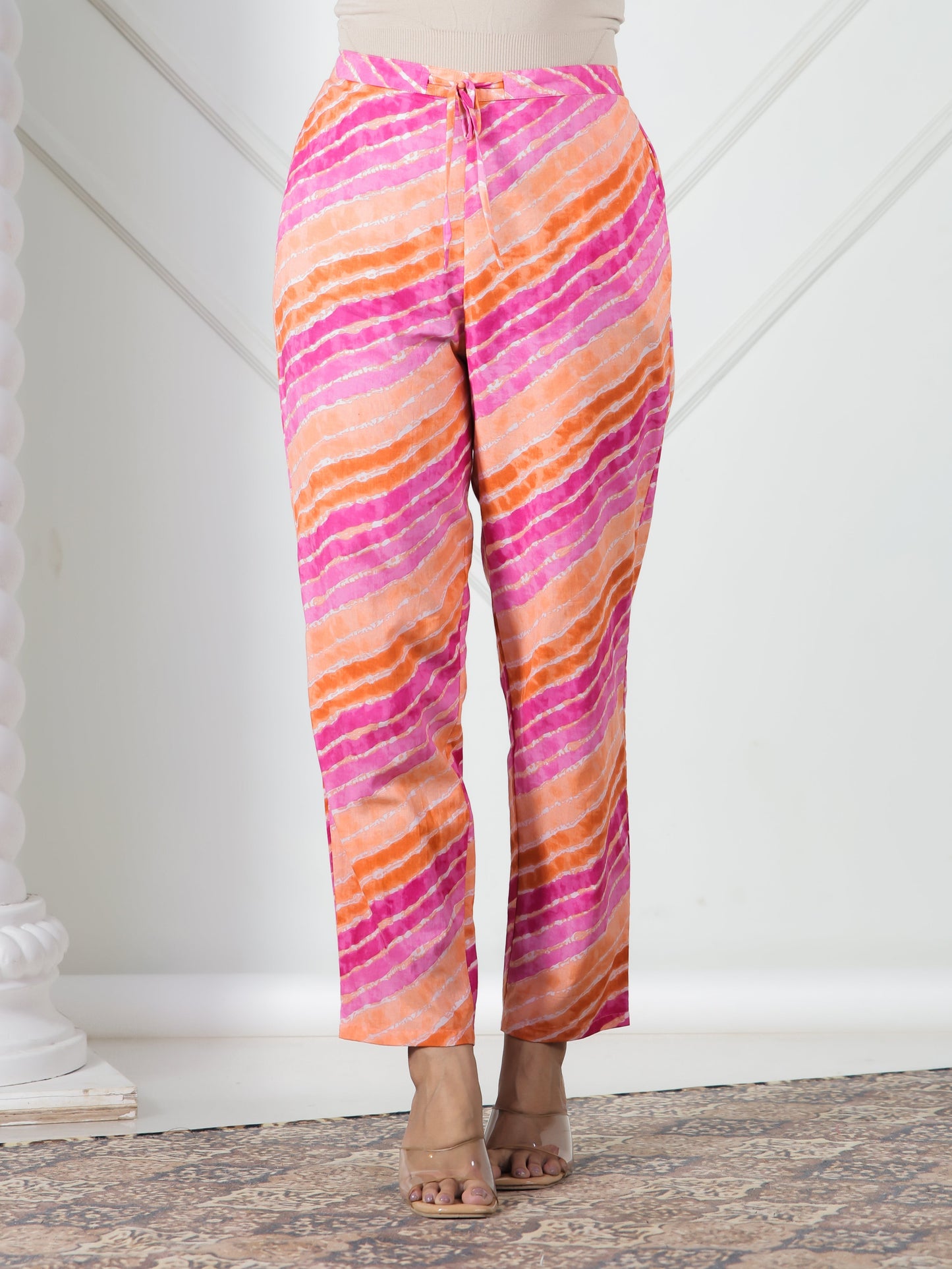 Soft Cotton Striped Multicolor Tapered Trousers