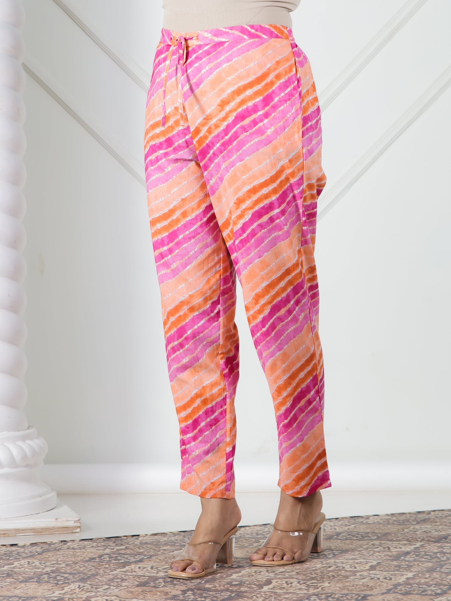 Soft Cotton Striped Multicolor Tapered Trousers