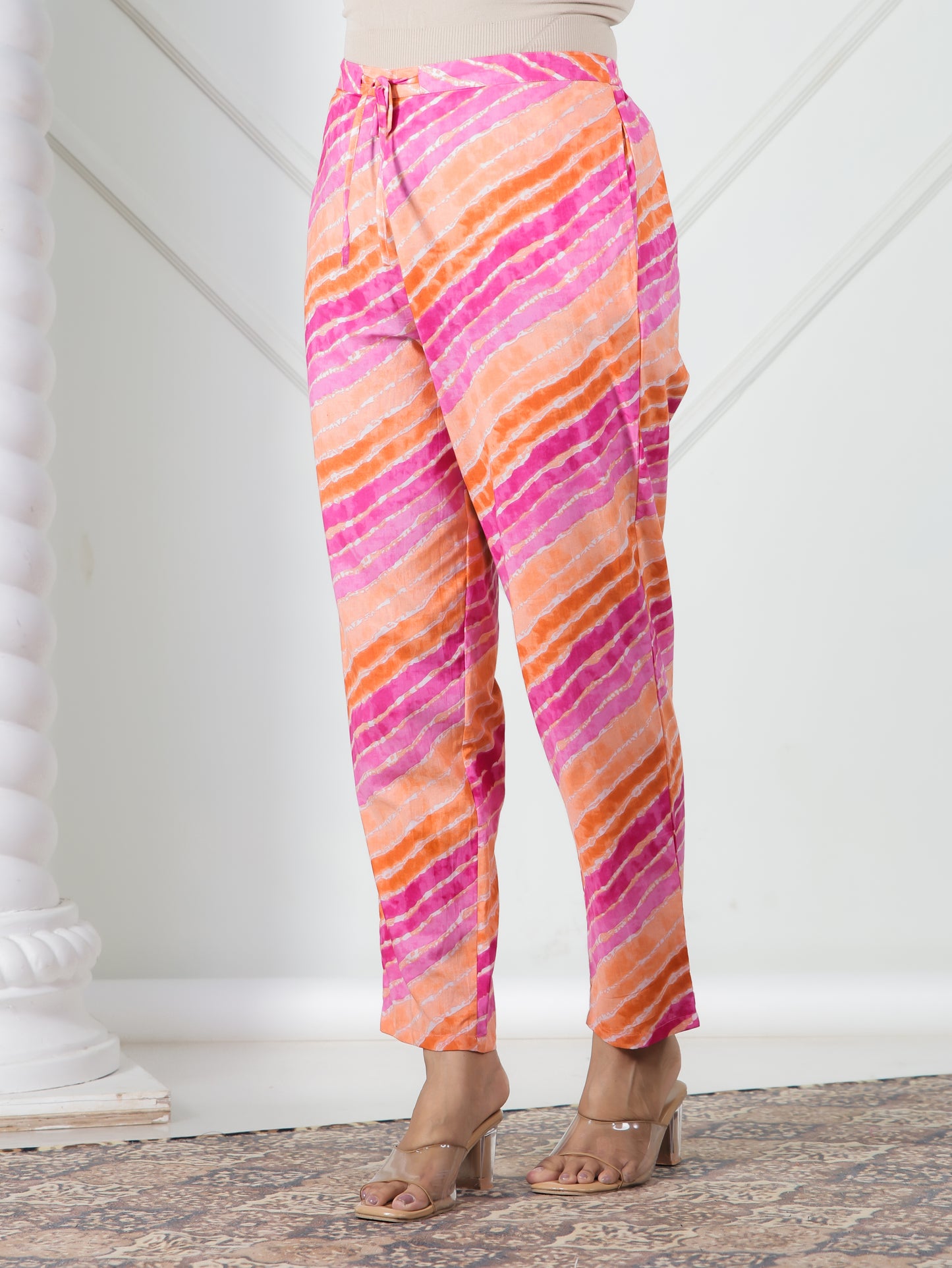 Embroidered Soft Cotton Striped Anarkali Multicolor Kurta