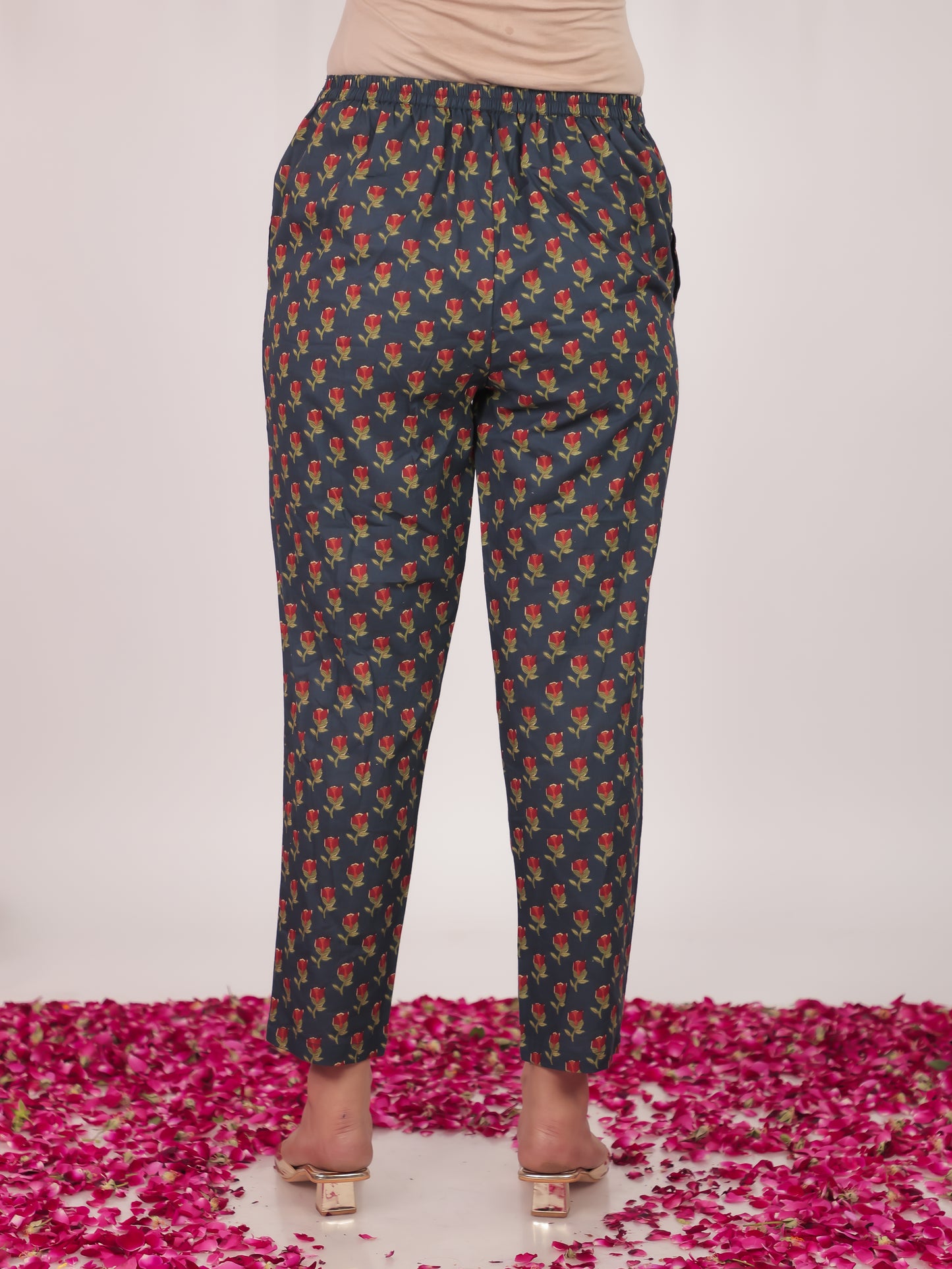 Soft Cotton Bandhani Blue Tapered Trousers