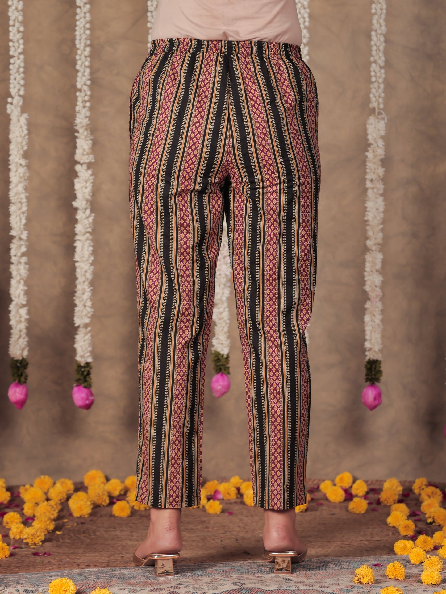 Soft Cotton Striped Straight Black Kurta