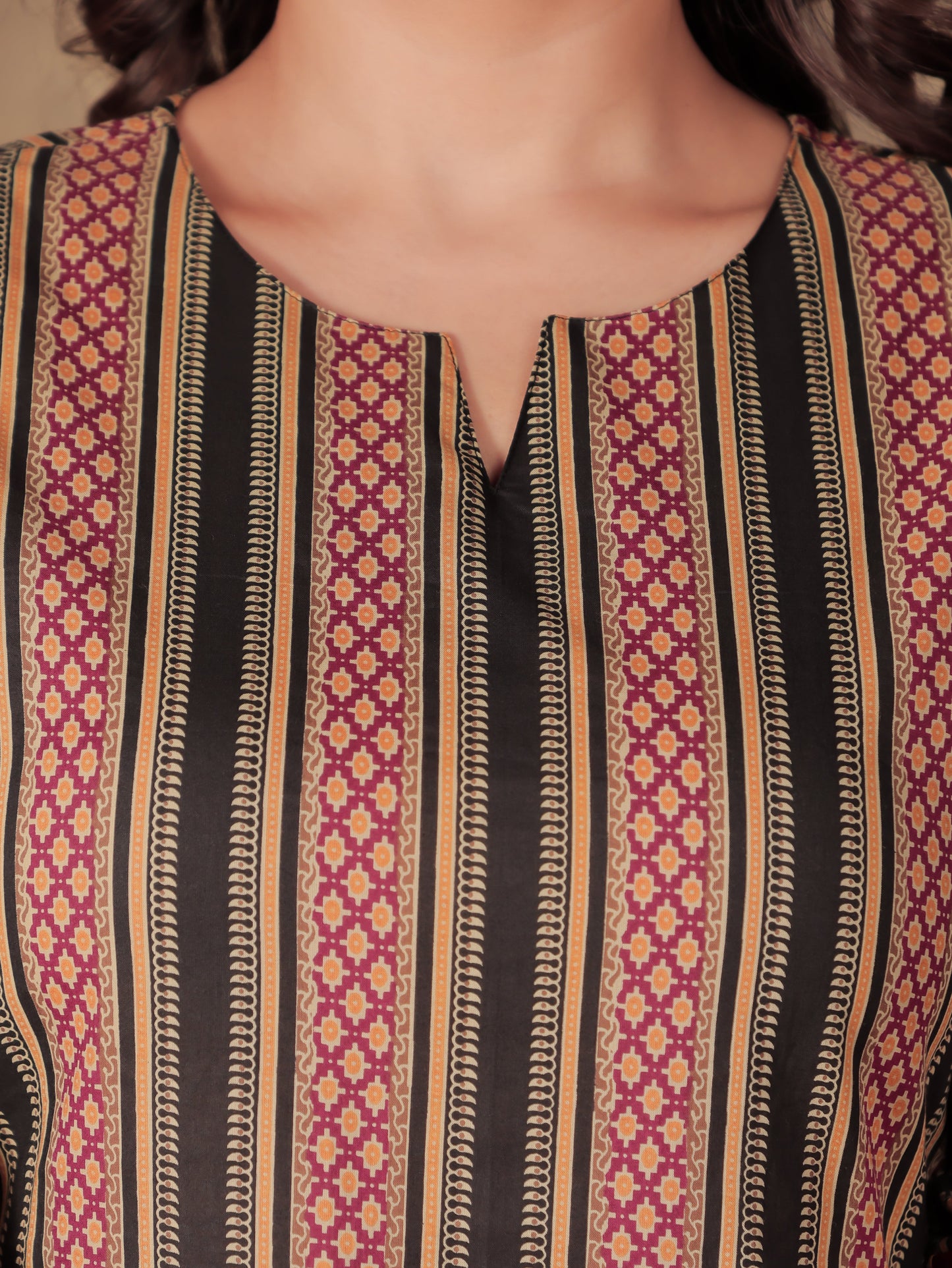 Soft Cotton Striped Straight Black Kurta