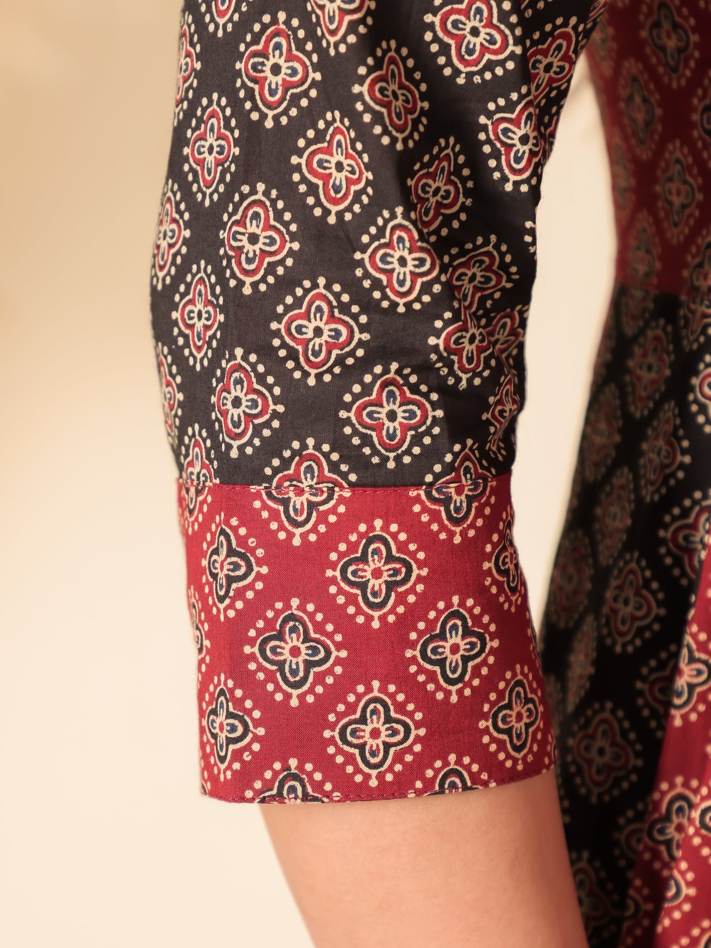 Soft Cotton Ajrakh Red Kurta