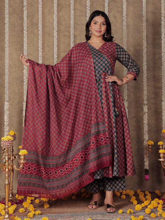 Voile Cotton Butti Blue Dupatta