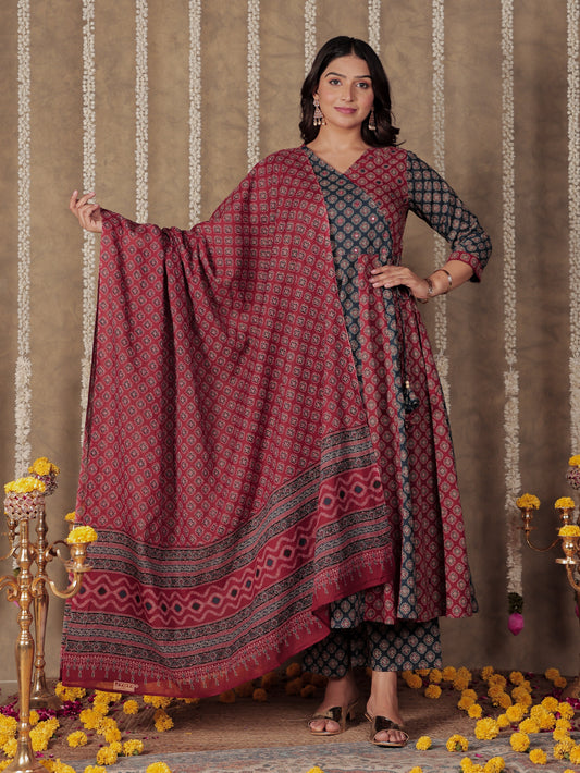 Voile Cotton Butti Blue Dupatta