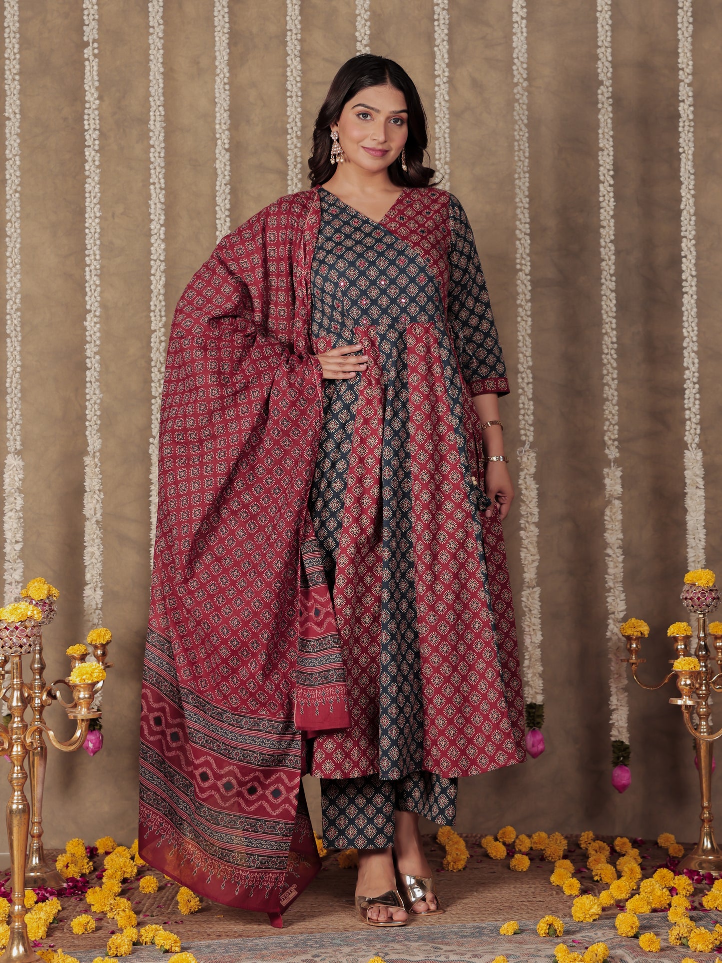 Voile Cotton Butti Blue Dupatta