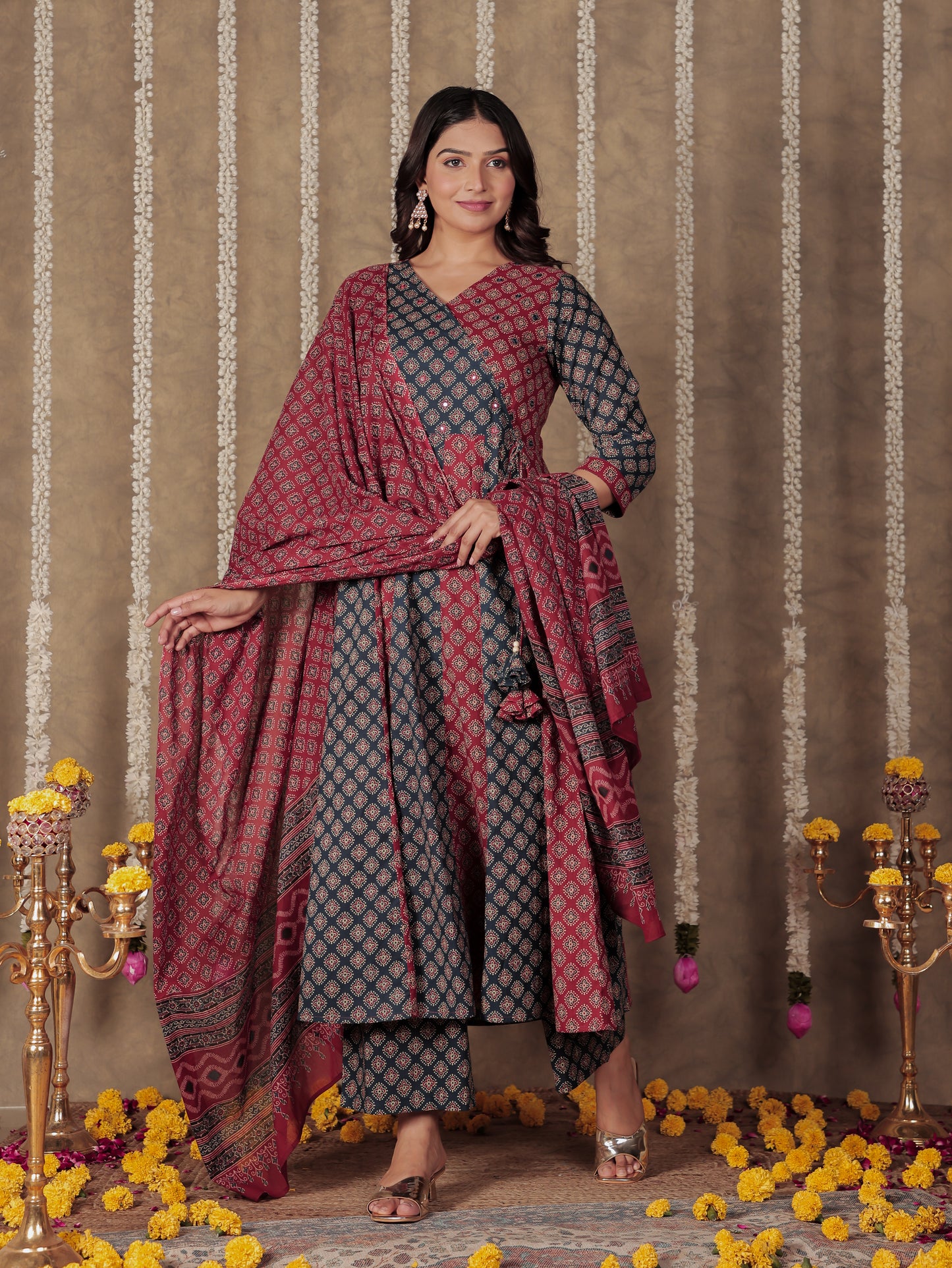 Voile Cotton Butti Blue Dupatta