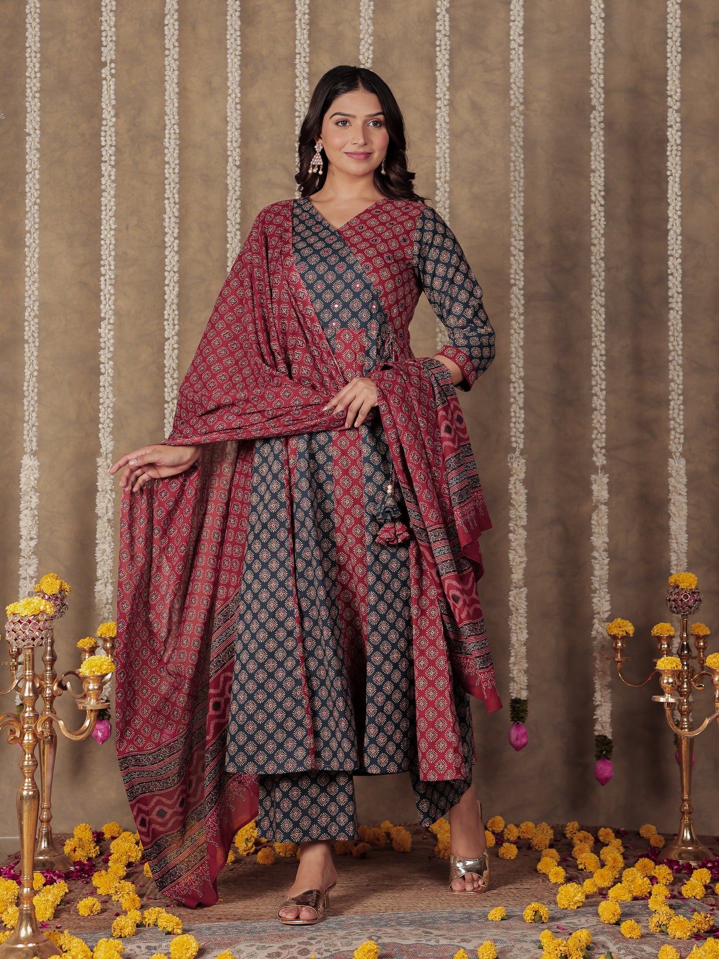Voile Cotton Butti Blue Dupatta