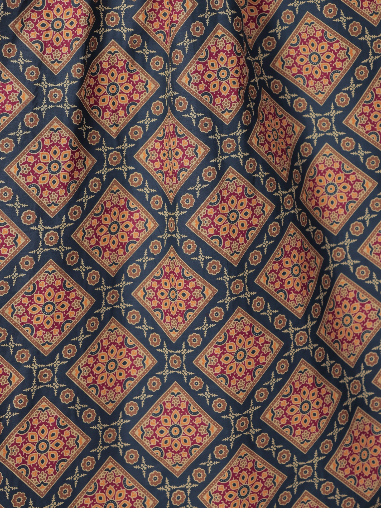 Soft Cotton Geometric Angrakha Blue Kurta