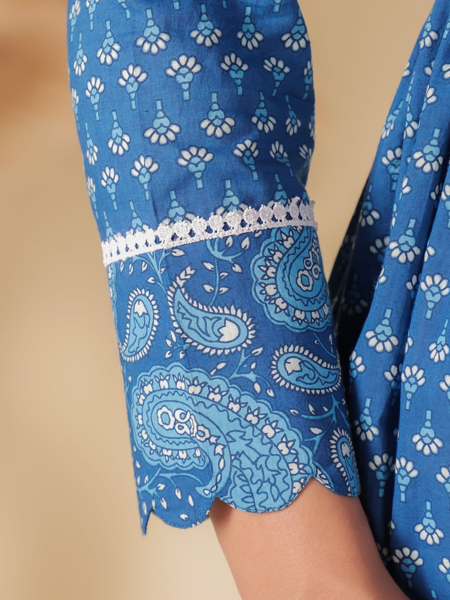Soft Cotton Paisley Anarkali Blue Kurta
