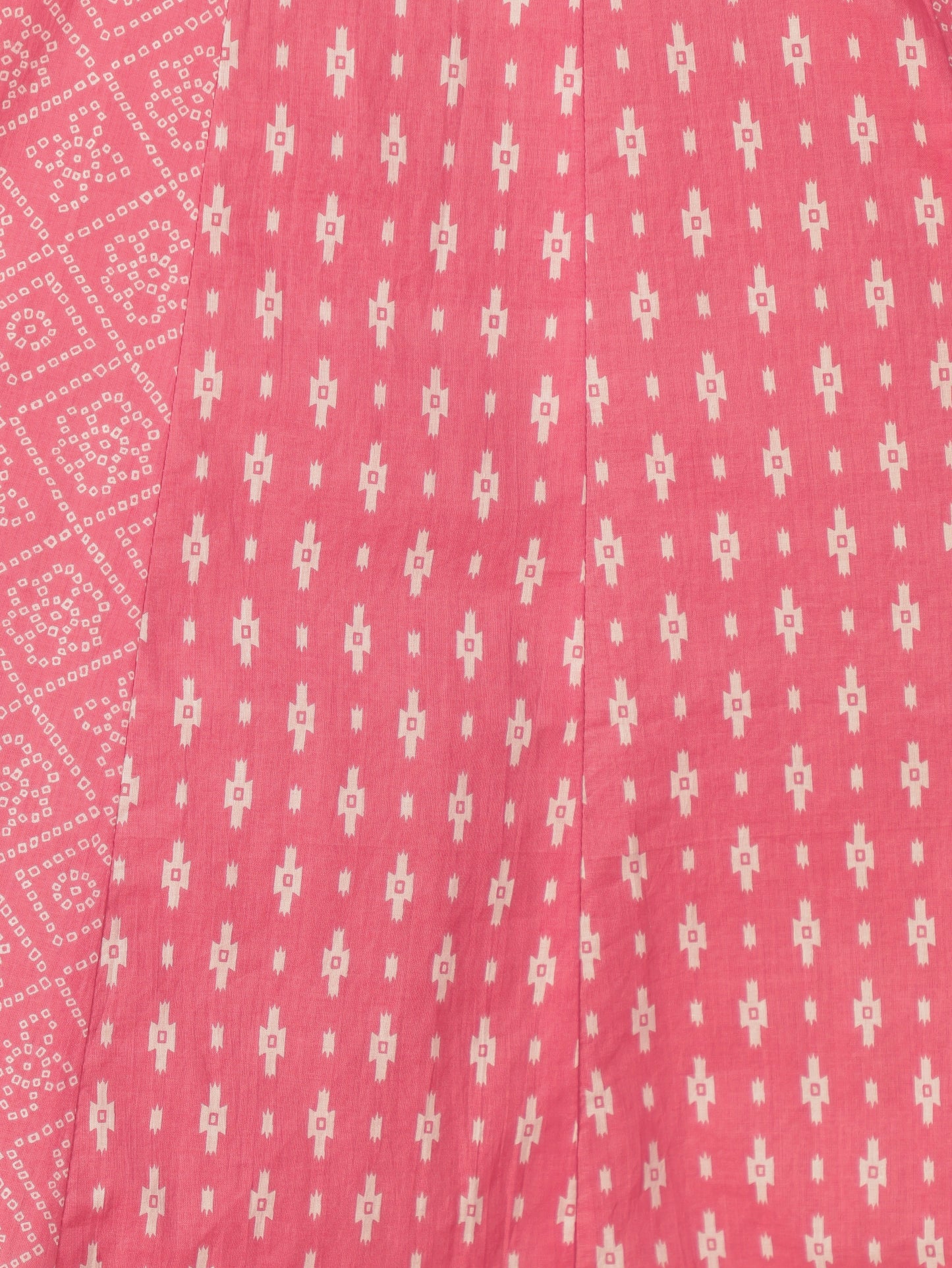 Soft Cotton Ikat Anarkali Pink Kurta