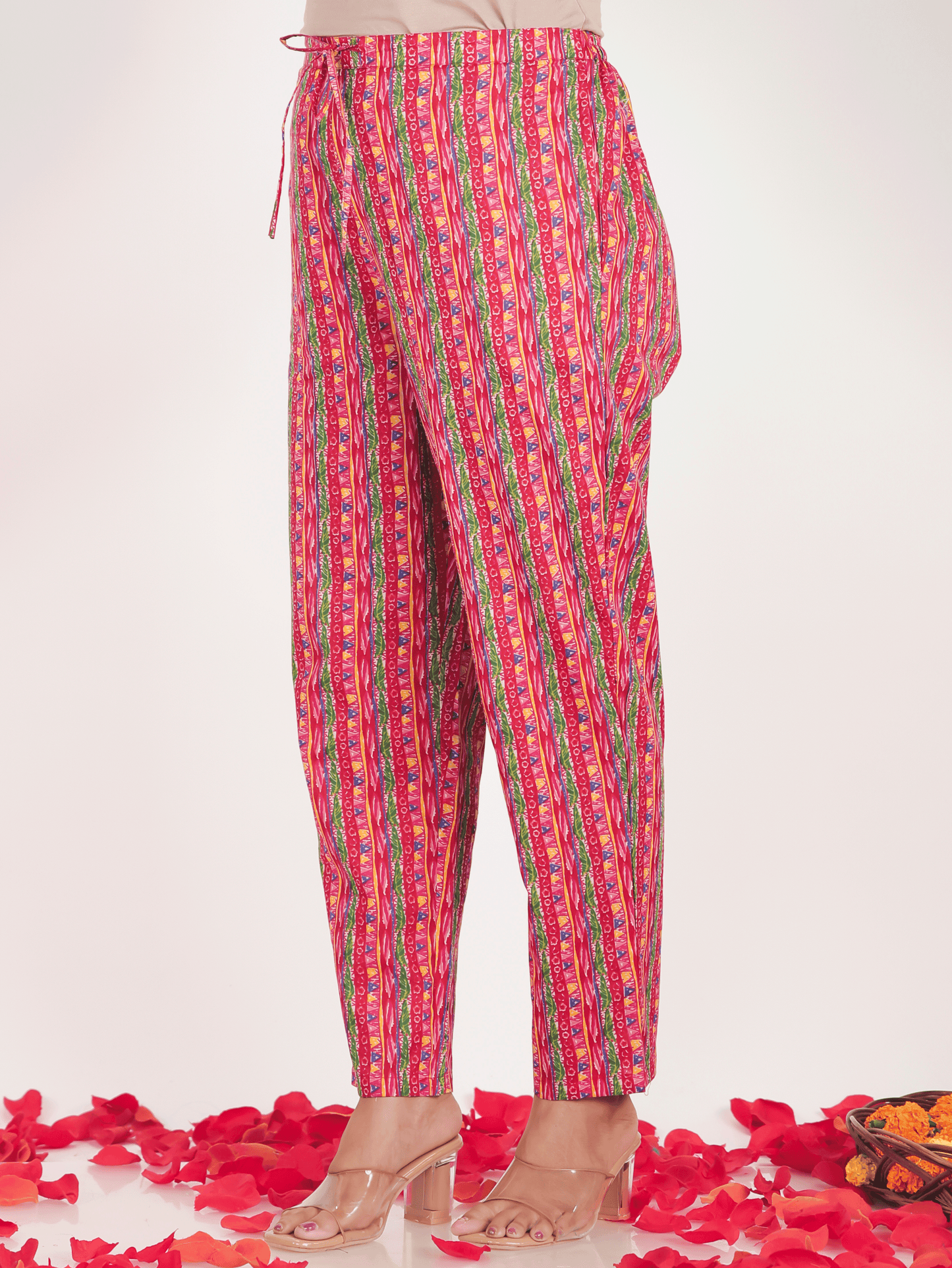 Soft Cotton Striped Multicolor Tapered Trousers