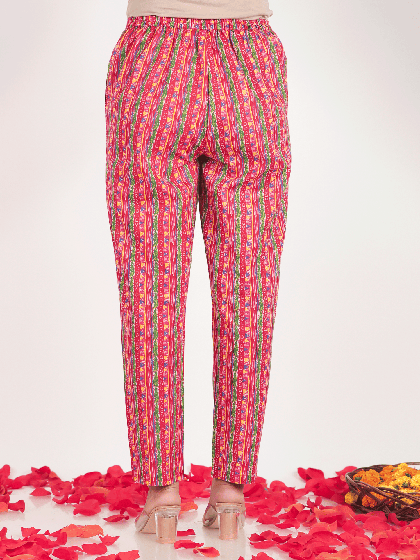 Soft Cotton Striped Multicolor Tapered Trousers