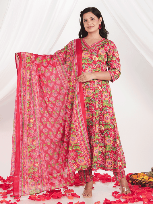 Cotton Voile Floral Multicolor Dupatta