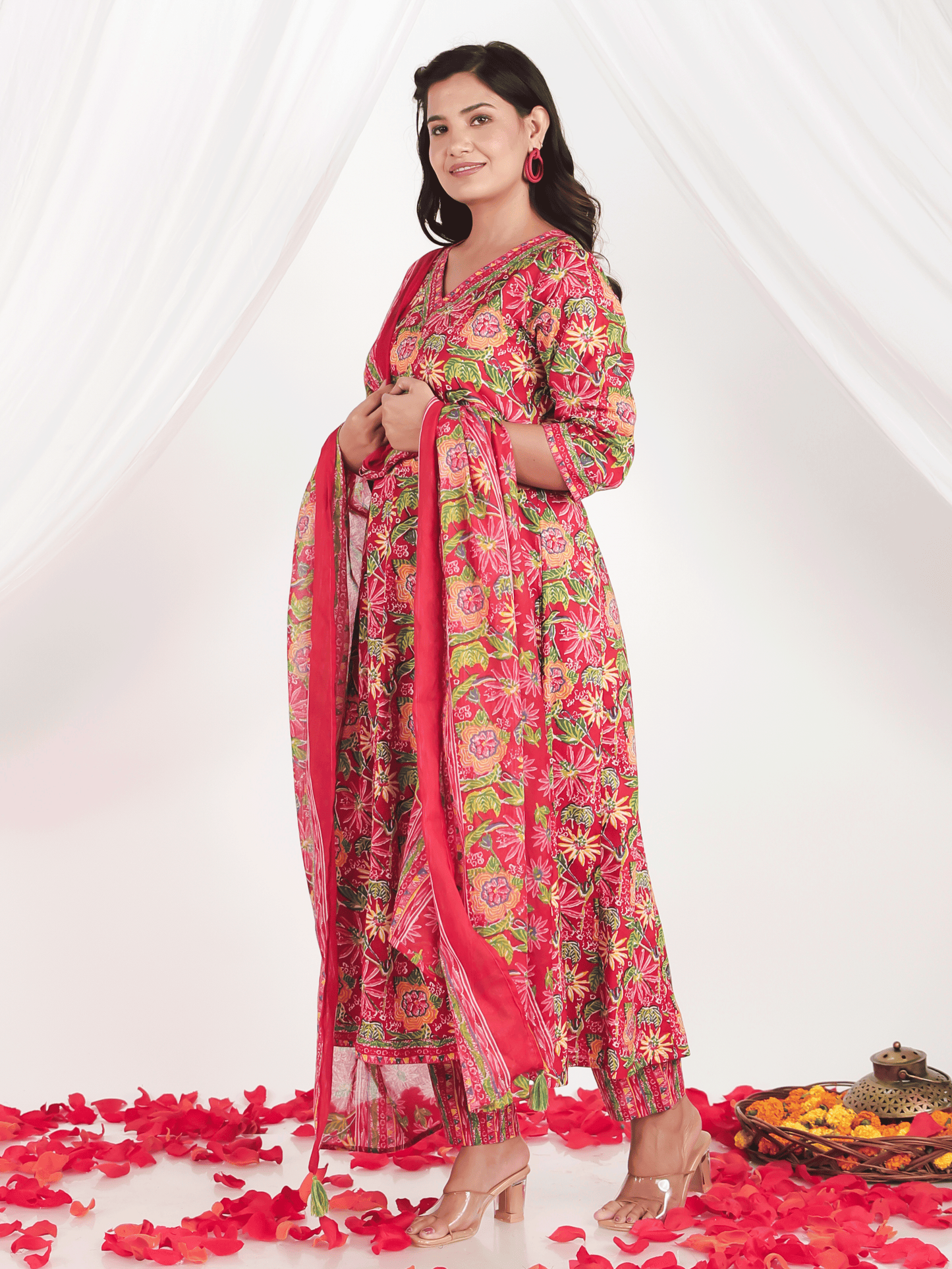 Cotton Voile Floral Multicolor Dupatta
