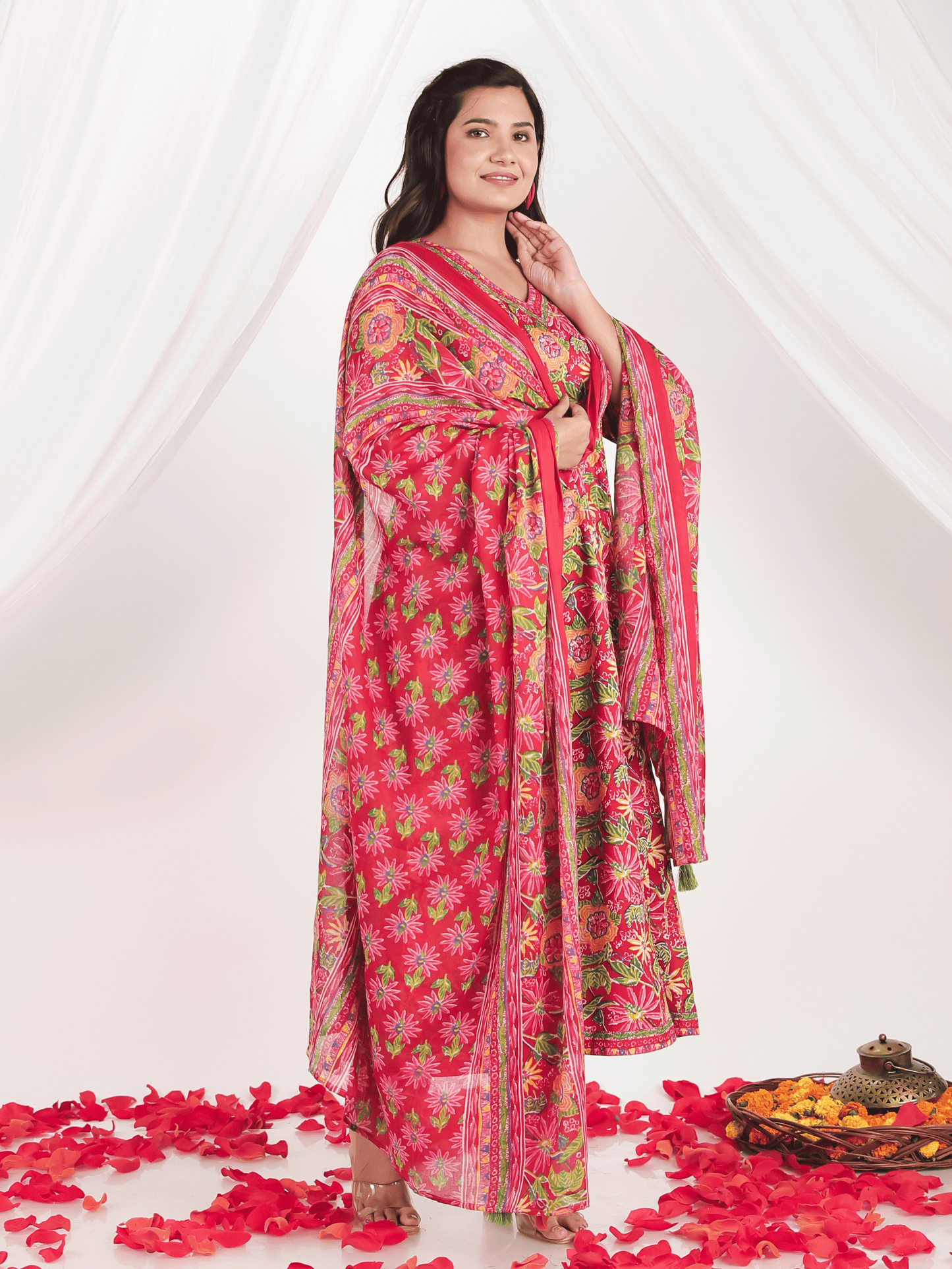 Cotton Voile Floral Multicolor Dupatta