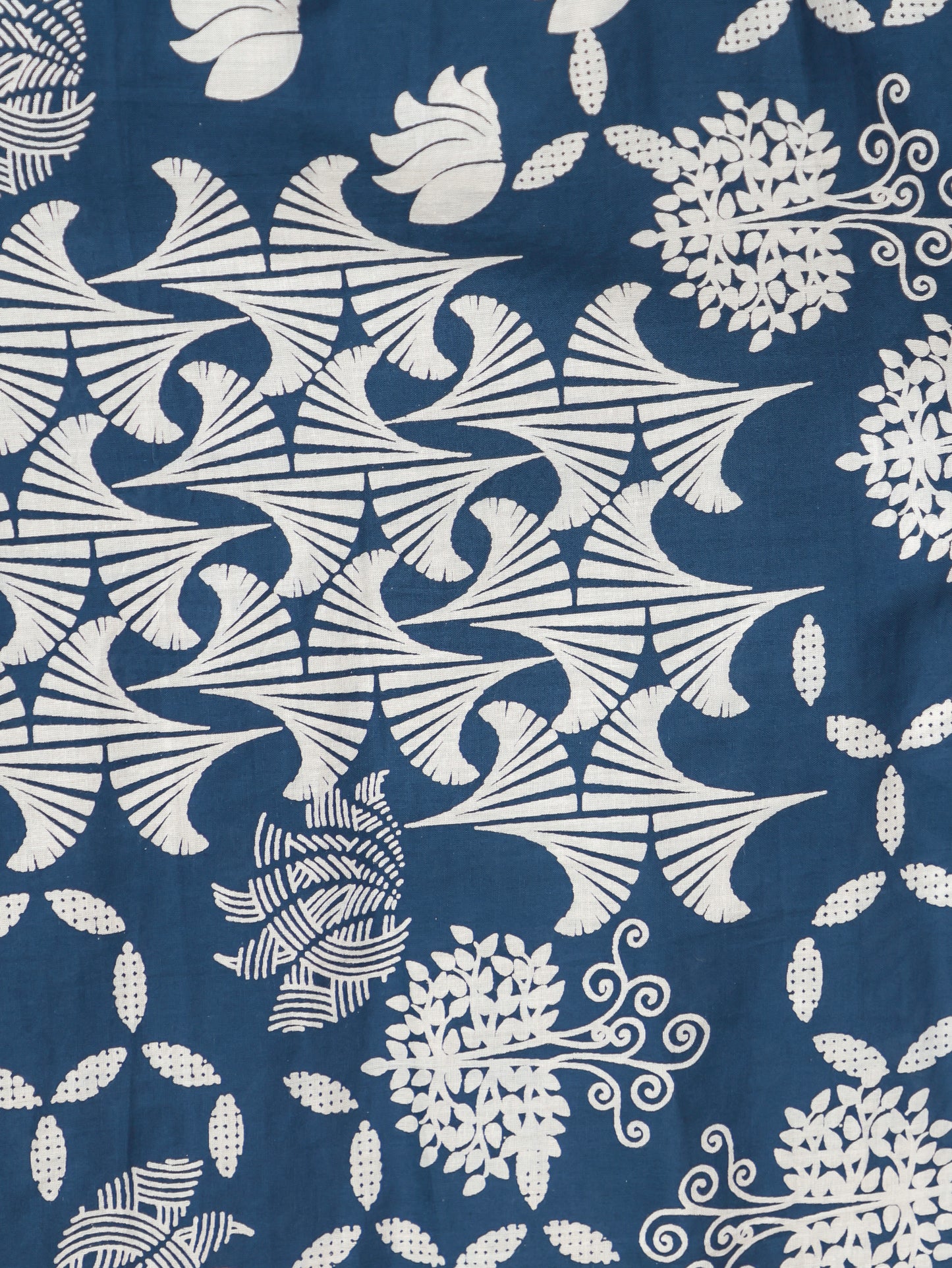 Embroidered Soft Cotton Floral Gathered Blue Kurta