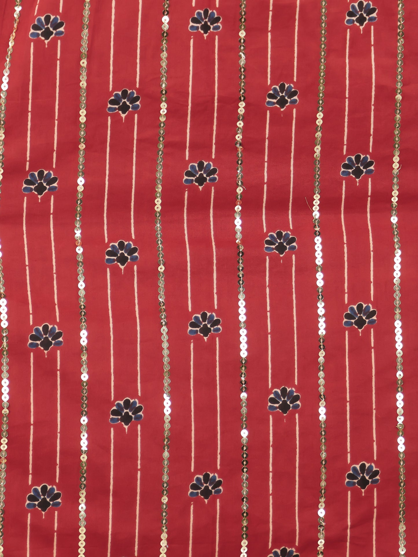 Soft Cotton Floral Panelled Orange Kurta