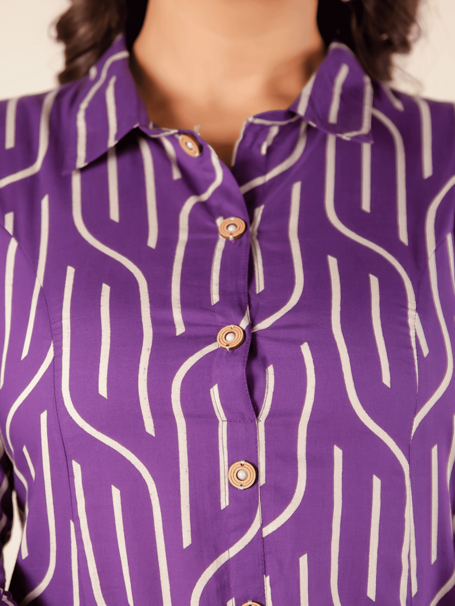 Soft Cotton Abstract Pant Purple Kurta