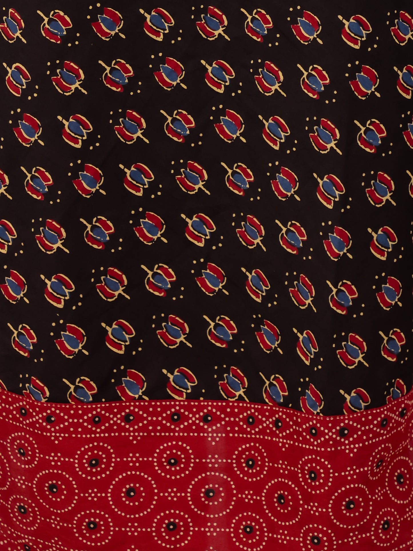 Embroidered Soft Cotton Block Print Anarkali Black Kurta