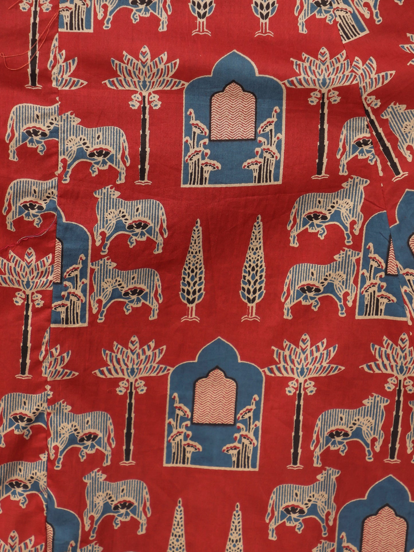 Soft Cotton Abstract Angrakha Red Kurta