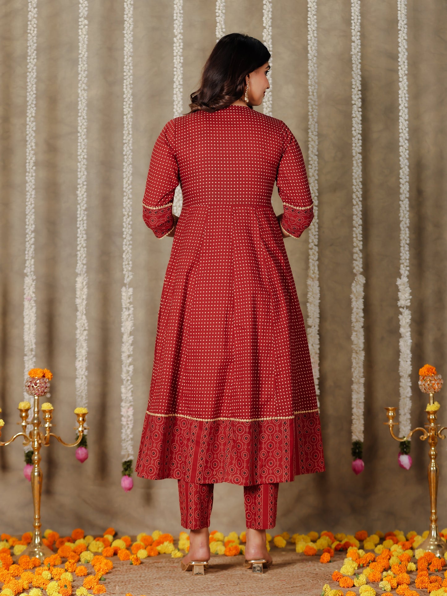 Soft Cotton Polka Anarkali Red Kurta