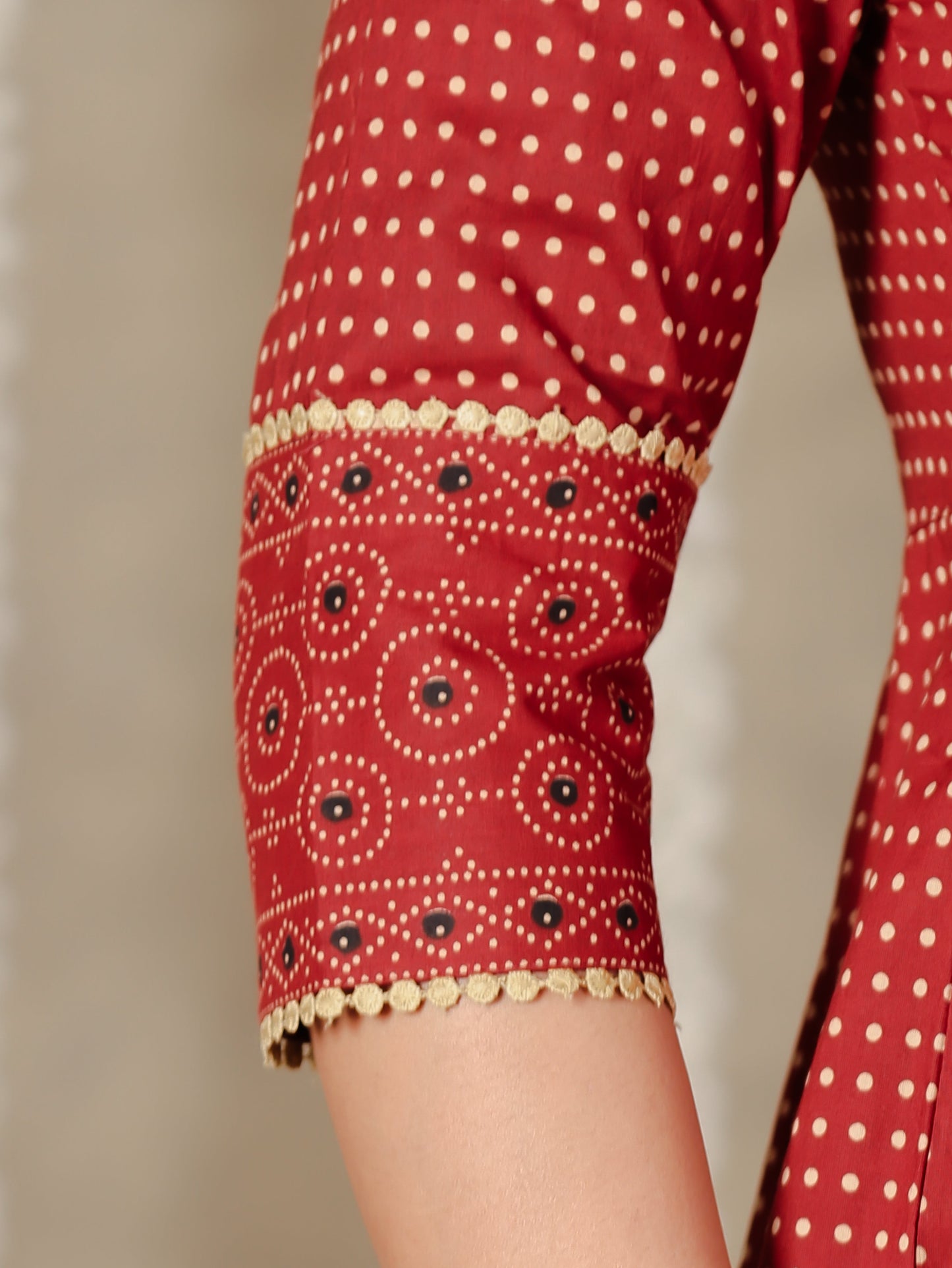 Soft Cotton Polka Anarkali Red Kurta