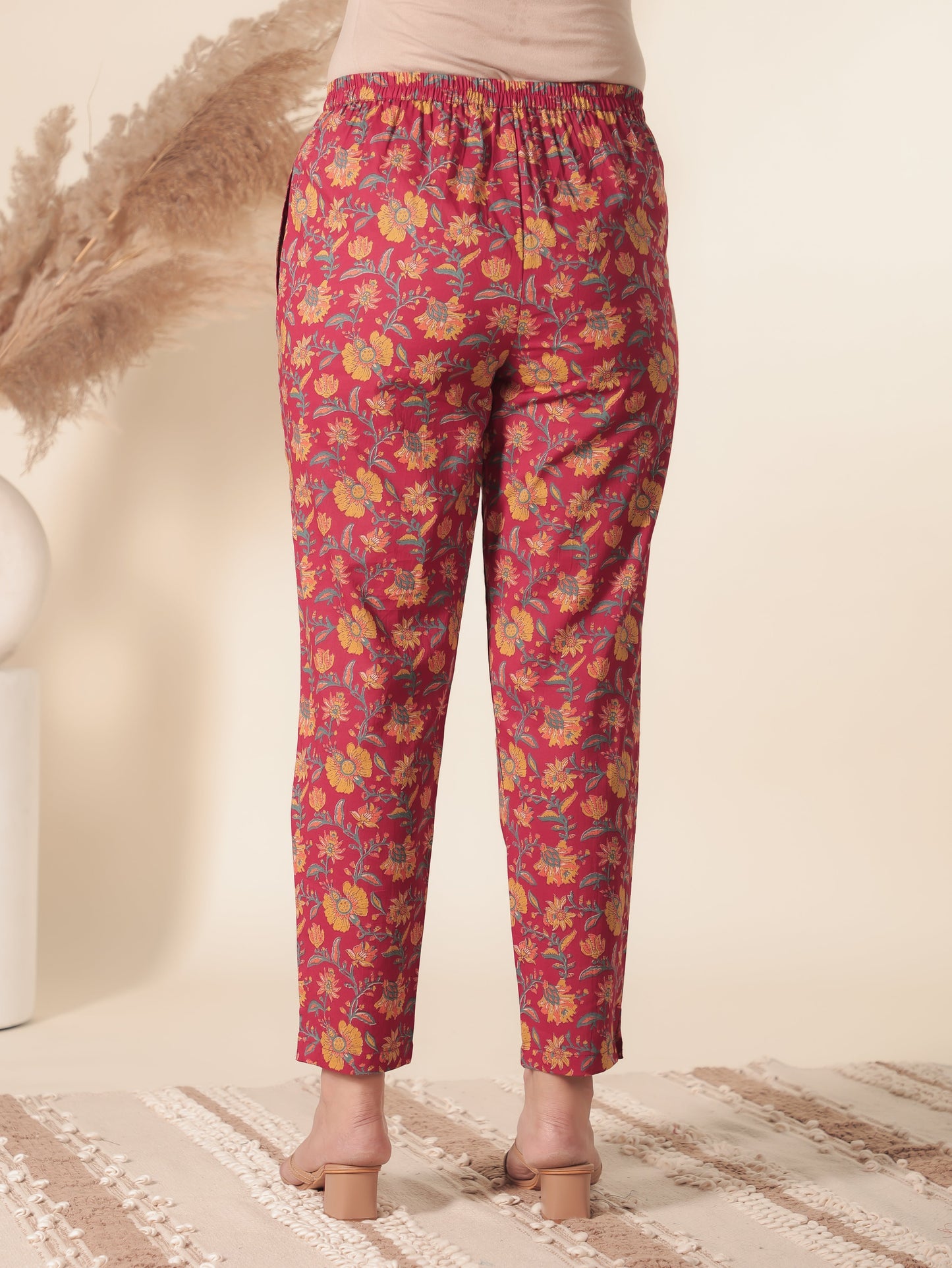 Soft Cotton Floral Straight Red Kurta