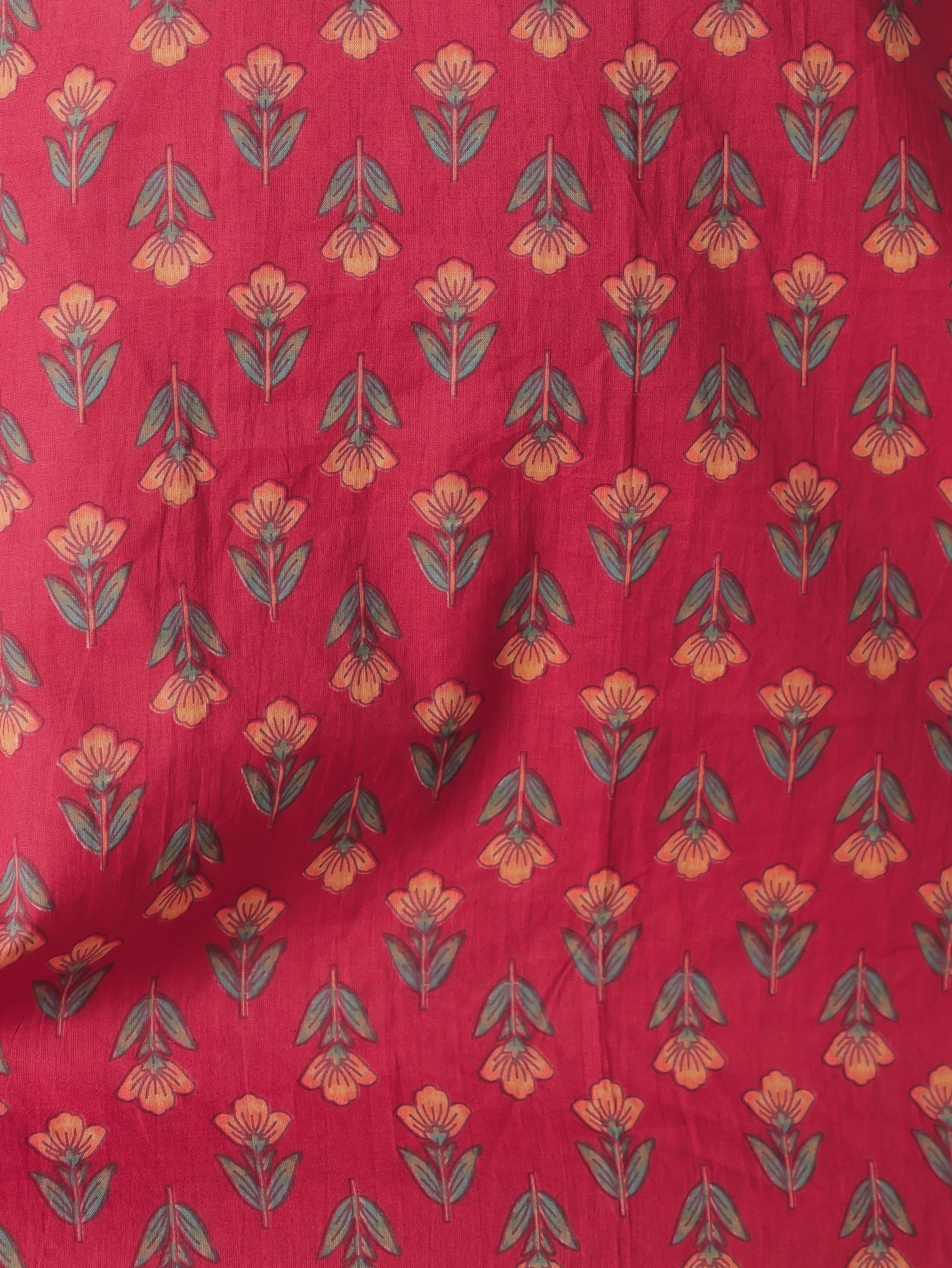 Soft Cotton Floral Straight Red Kurta
